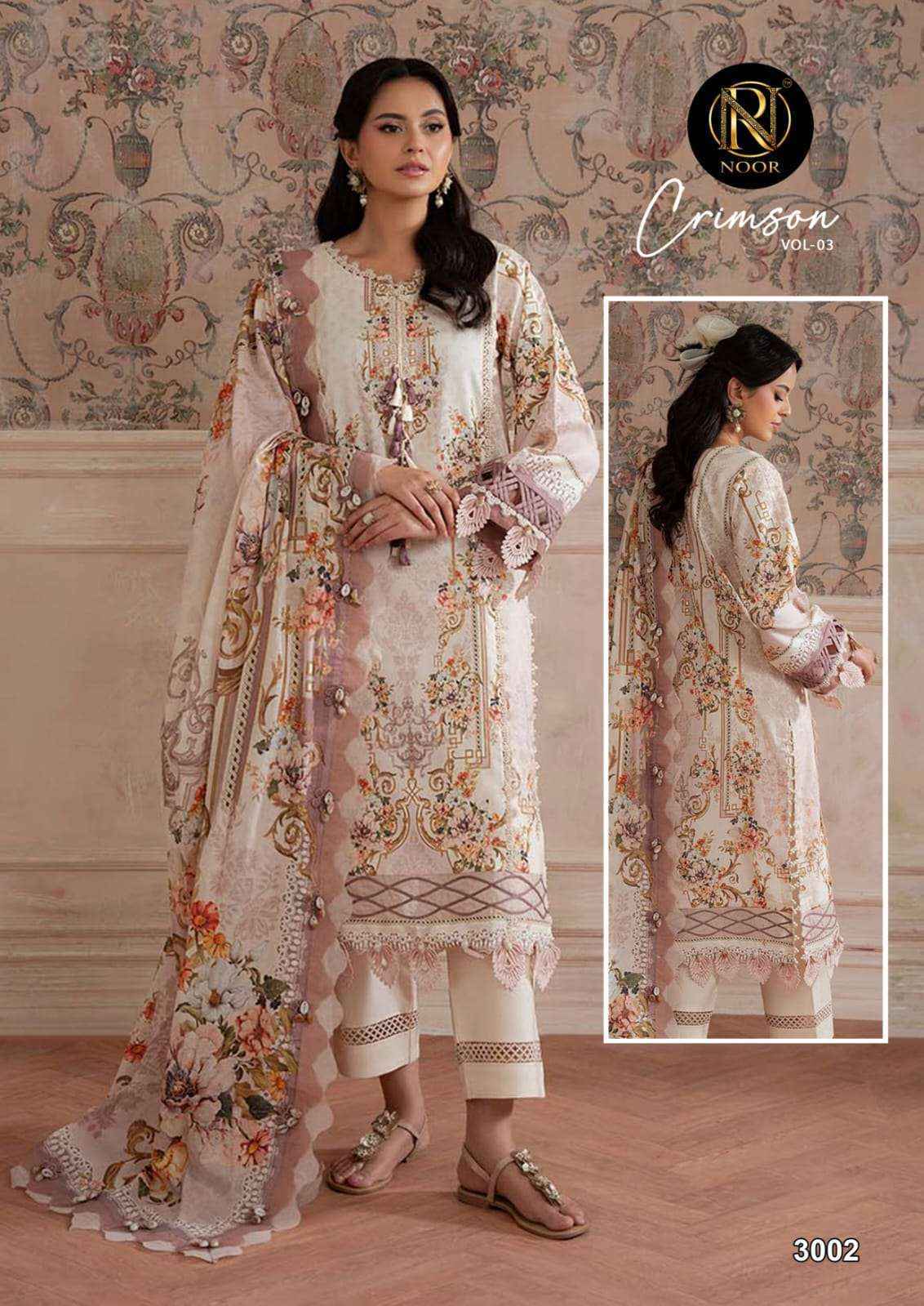 Noor Crimson Vol 3 Lawn Cotton Dress Material 6 pcs Catalogue