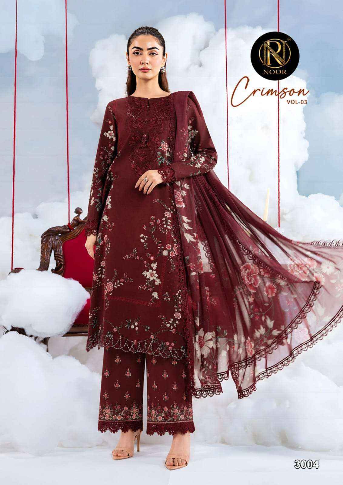 Noor Crimson Vol 3 Lawn Cotton Dress Material 6 pcs Catalogue