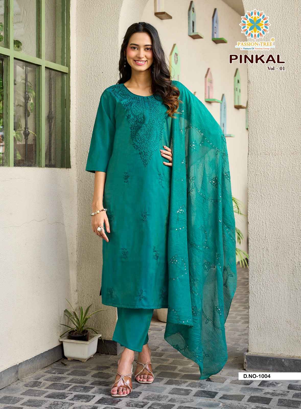 Passion Tree Pinkal Vol 1 Roman Shimmer Kurti Combo 6 pcs Catalogue