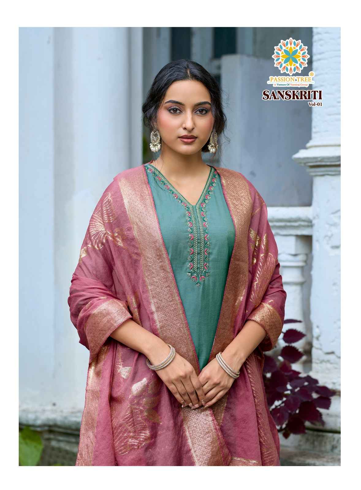 Passion Tree Sanskriti Vol 1 Roman Shimmer Kurti Combo 8 pcs Catalogue