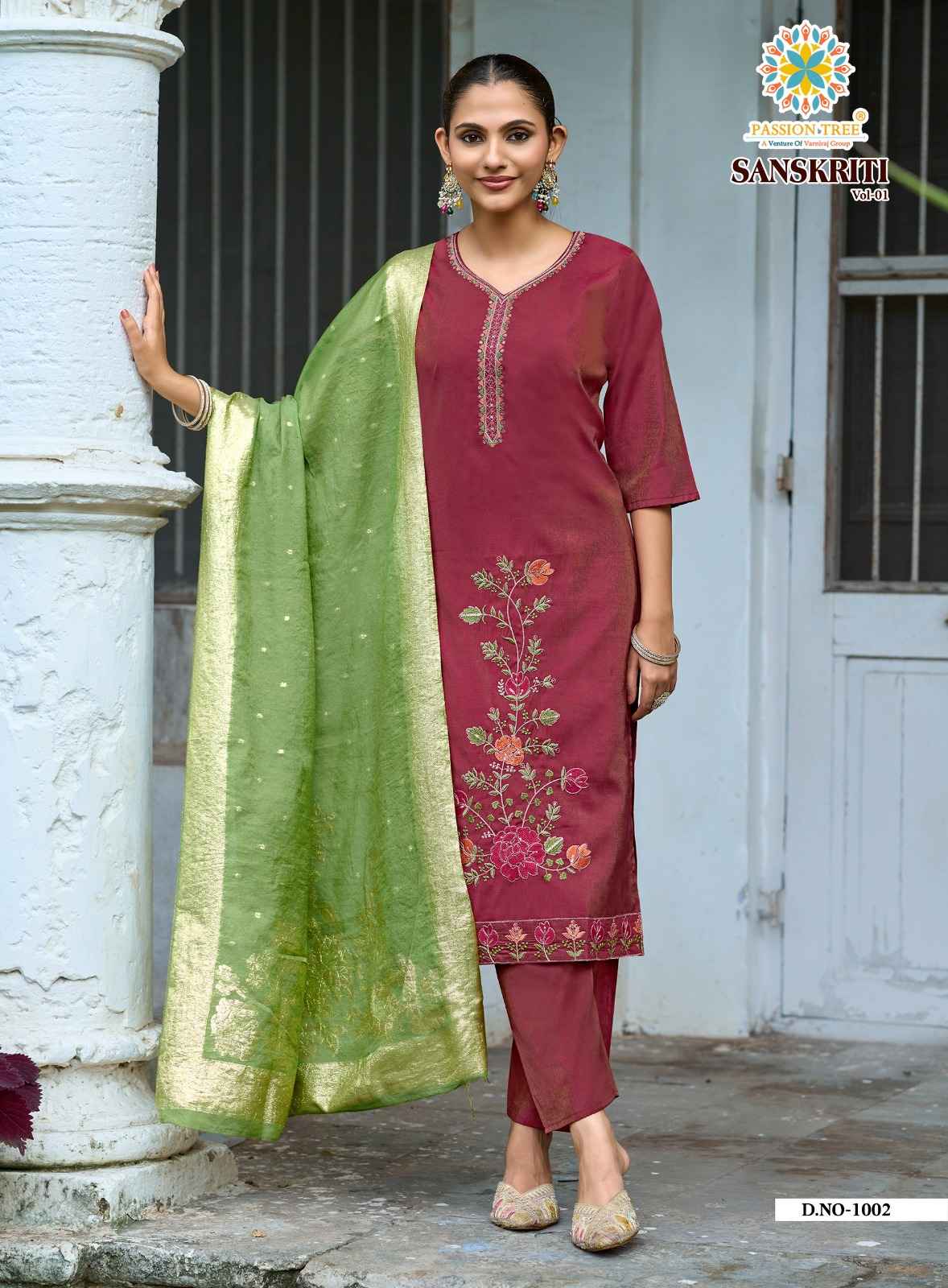 Passion Tree Sanskriti Vol 1 Roman Shimmer Kurti Combo 8 pcs Catalogue