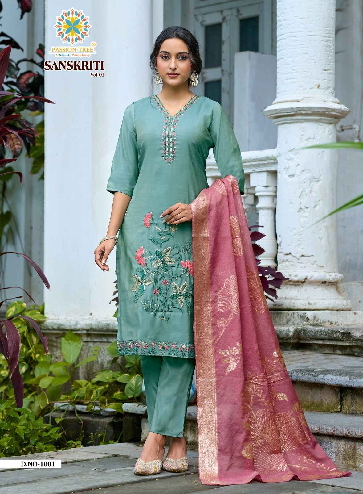 Passion Tree Sanskriti Vol 1 Roman Shimmer Kurti Combo 8 pcs Catalogue