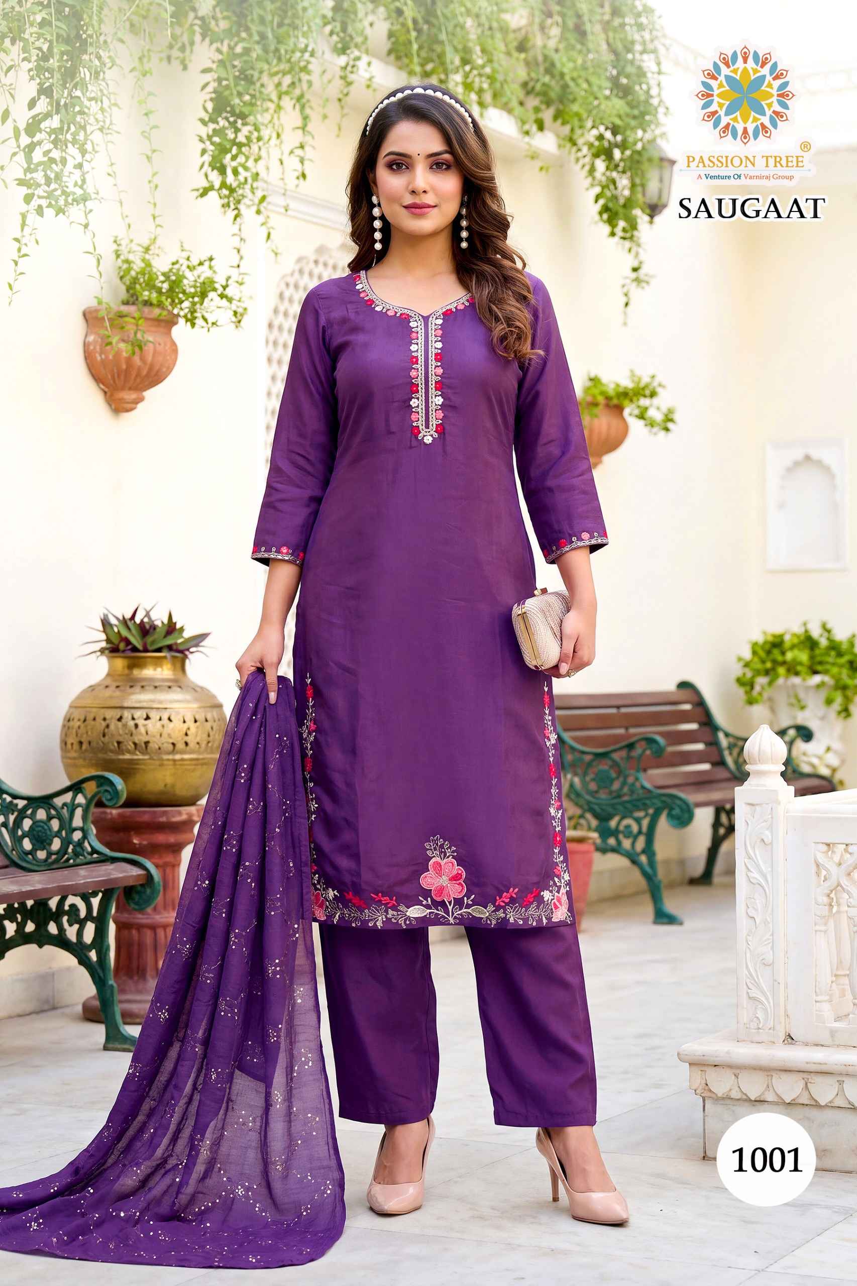 Passion Tree Saugaat Vol 1 Mal Chanderi Kurti Combo 8 pcs Catalogue
