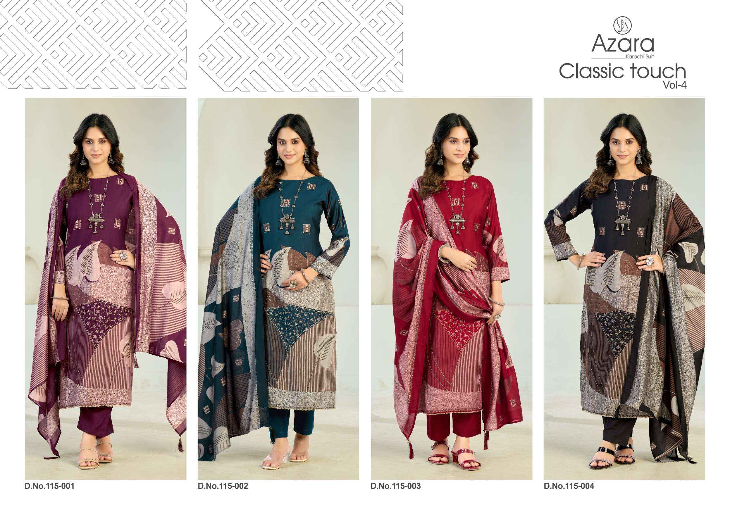 Radhika Fashion Azara Classic Touch Vol 4 Viscose Dress Material 4 pcs Catalogue