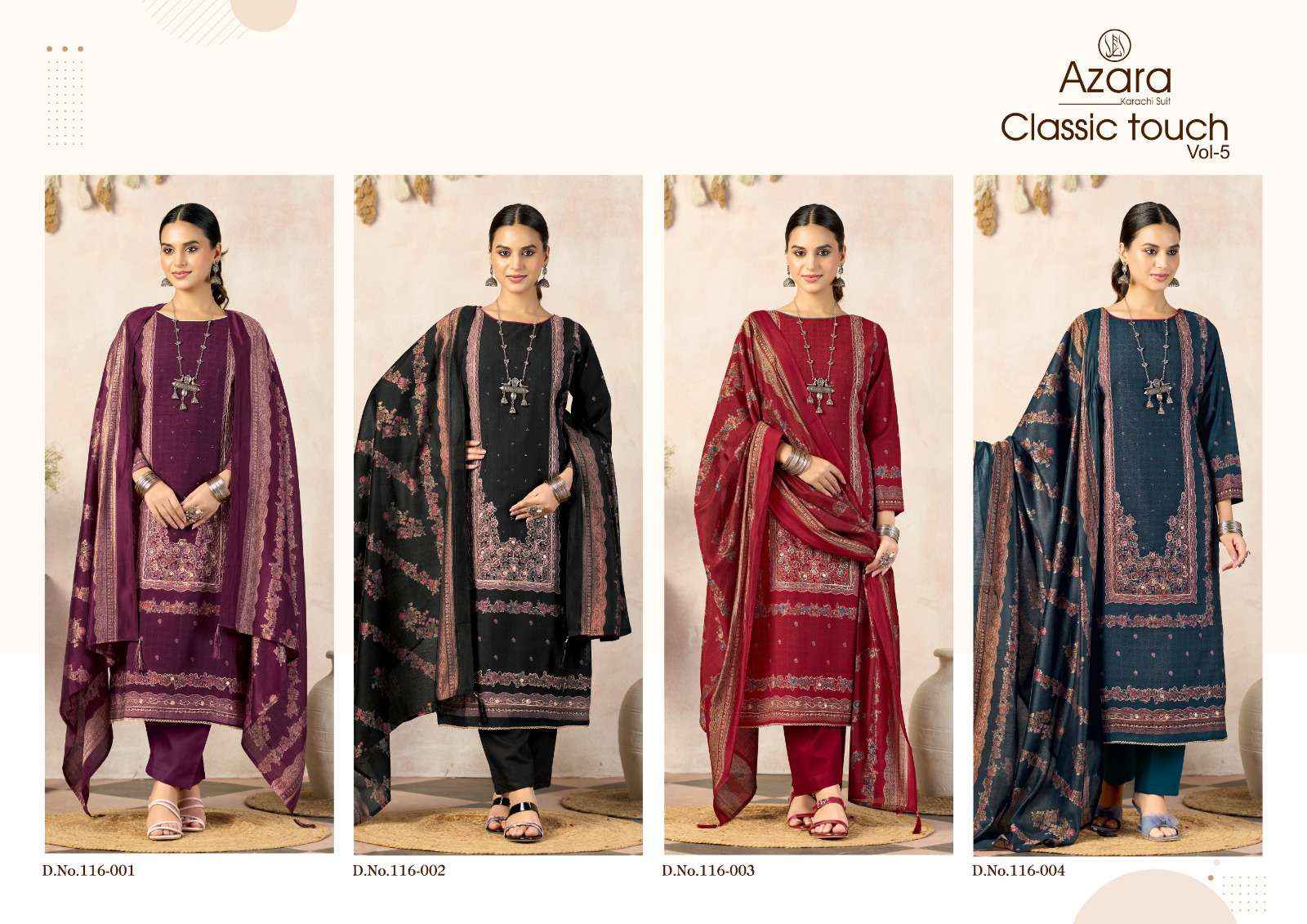 Radhika Fashion Azara Classic Touch Vol 5 Viscose Dress Material 4 pcs Catalogue