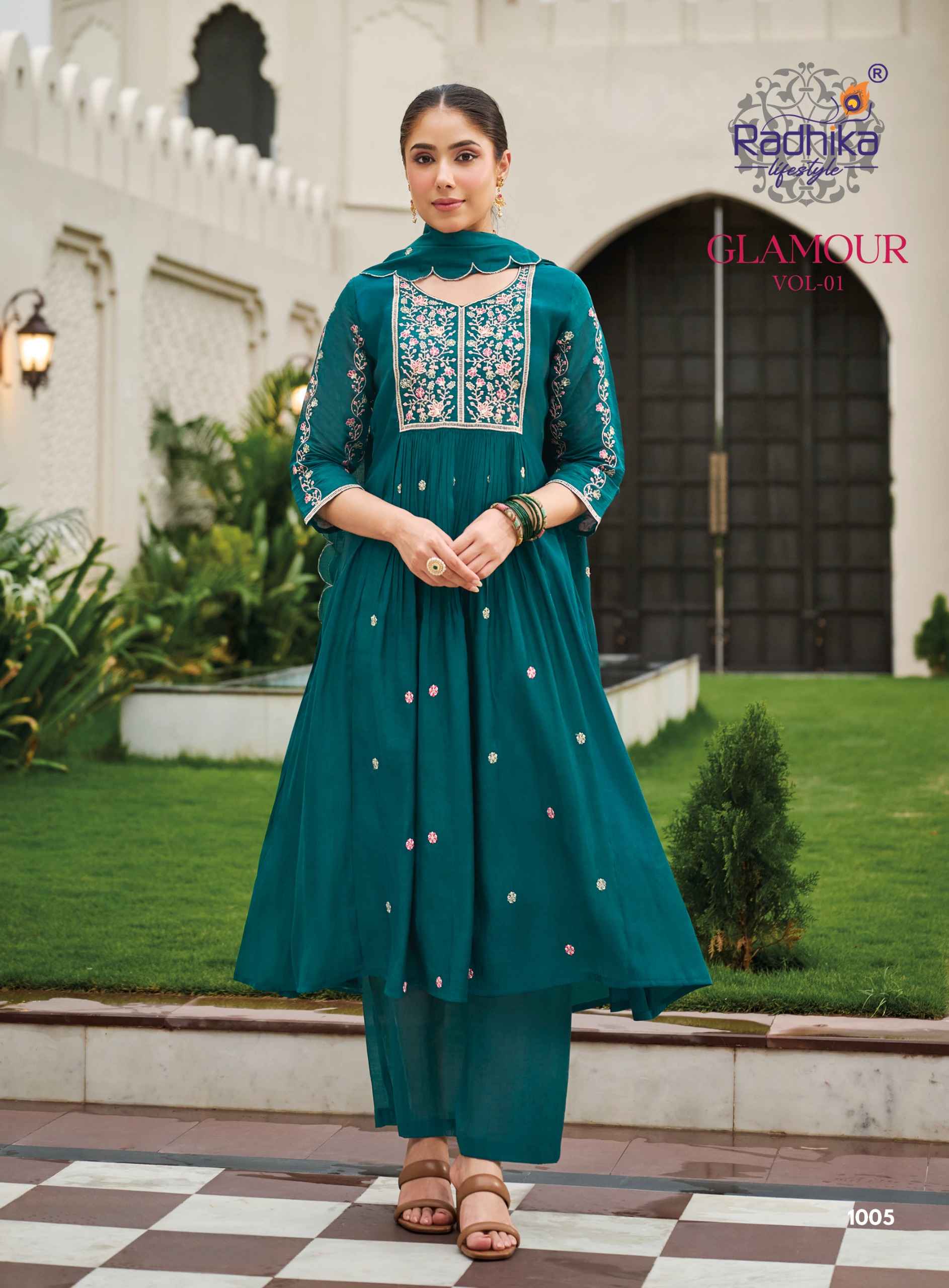 Radhika Lifestyle Glamour Vol 1 Mul Chanderi Kurti Combo 6 pcs Catalogue