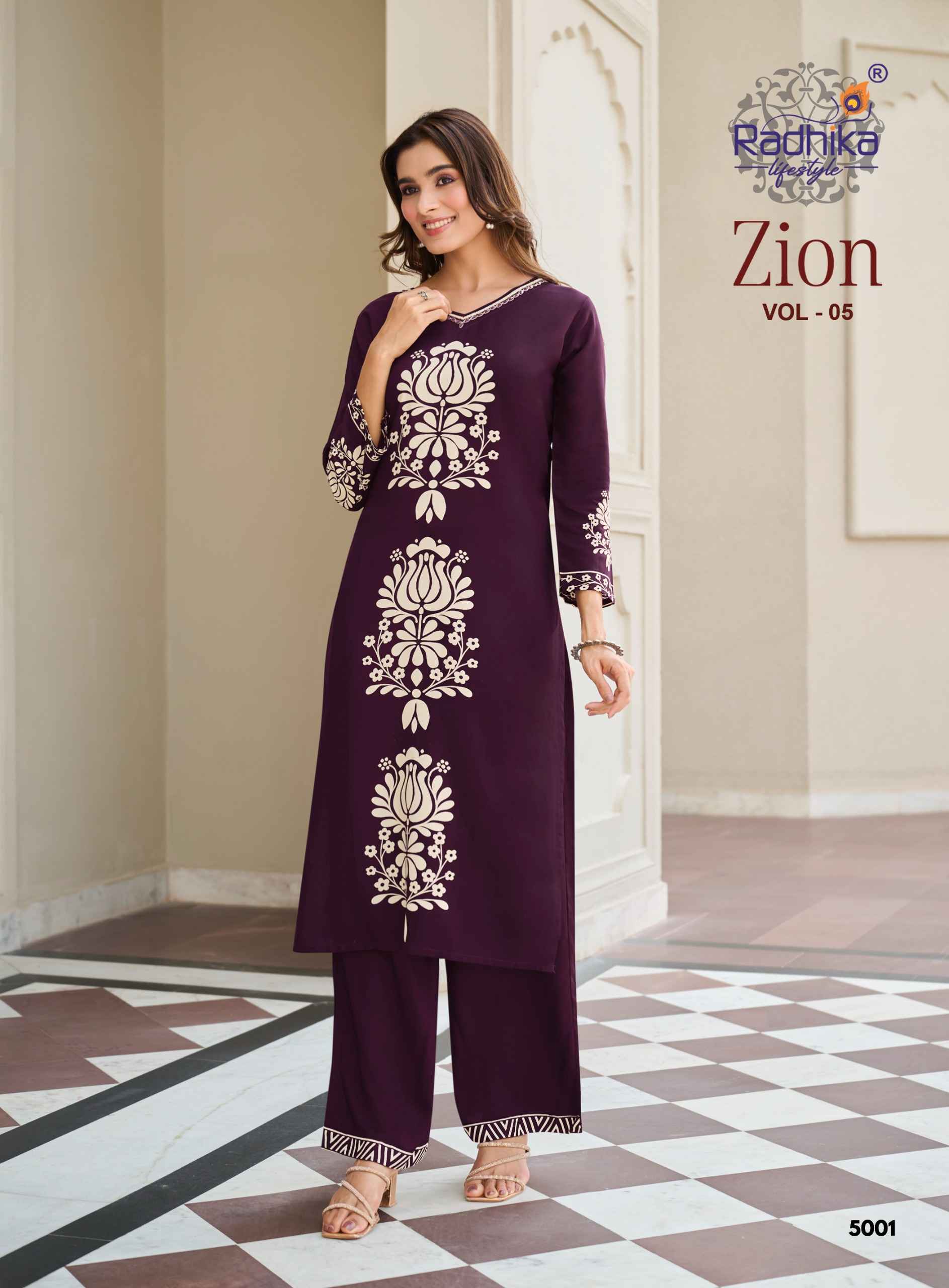 Radhika Lifestyle Zion Vol 5 Rayon Co Ord Set 8 pcs Catalogue