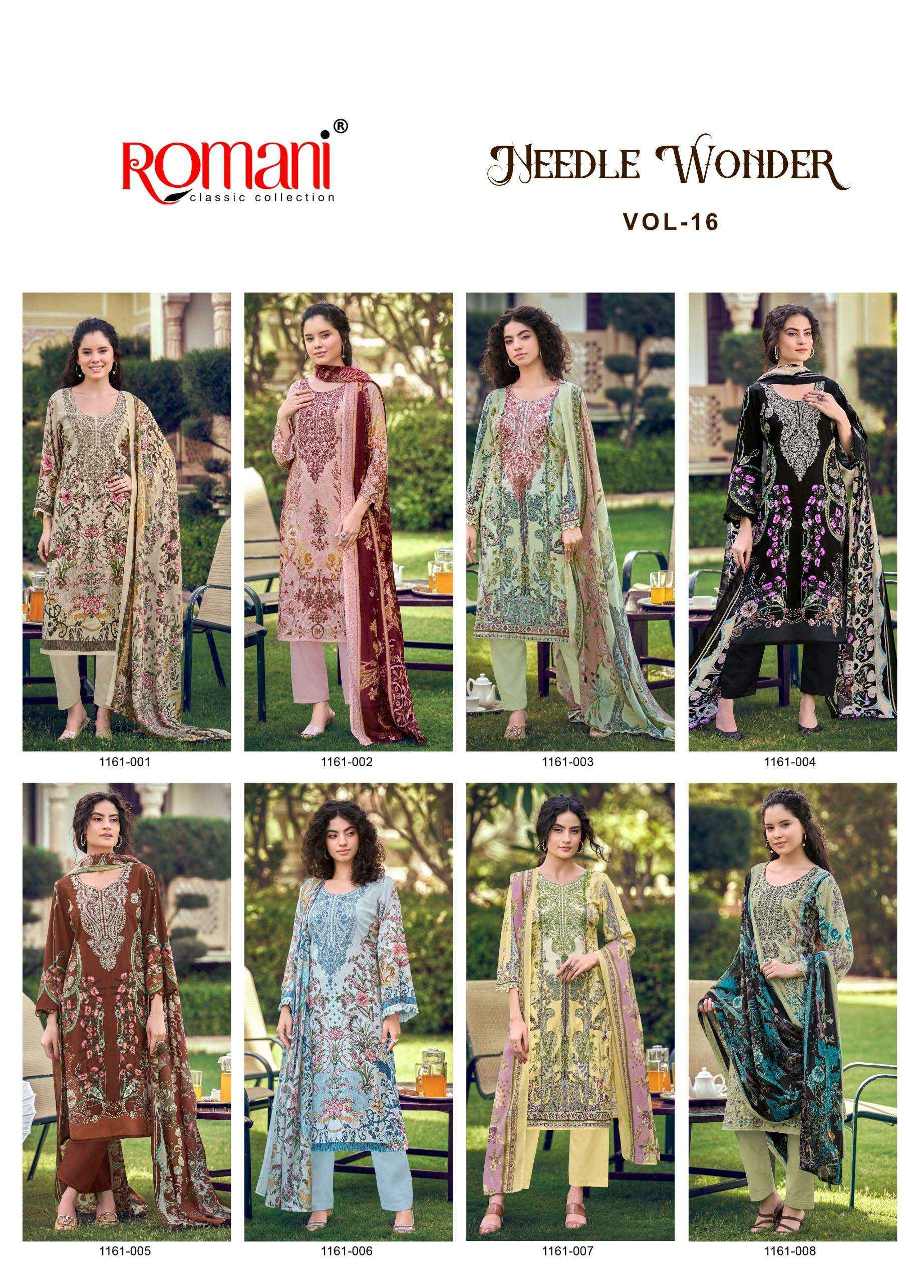 Romani Needle Wonder Vol 16 Cotton Dress Material 8 pcs Catalogue