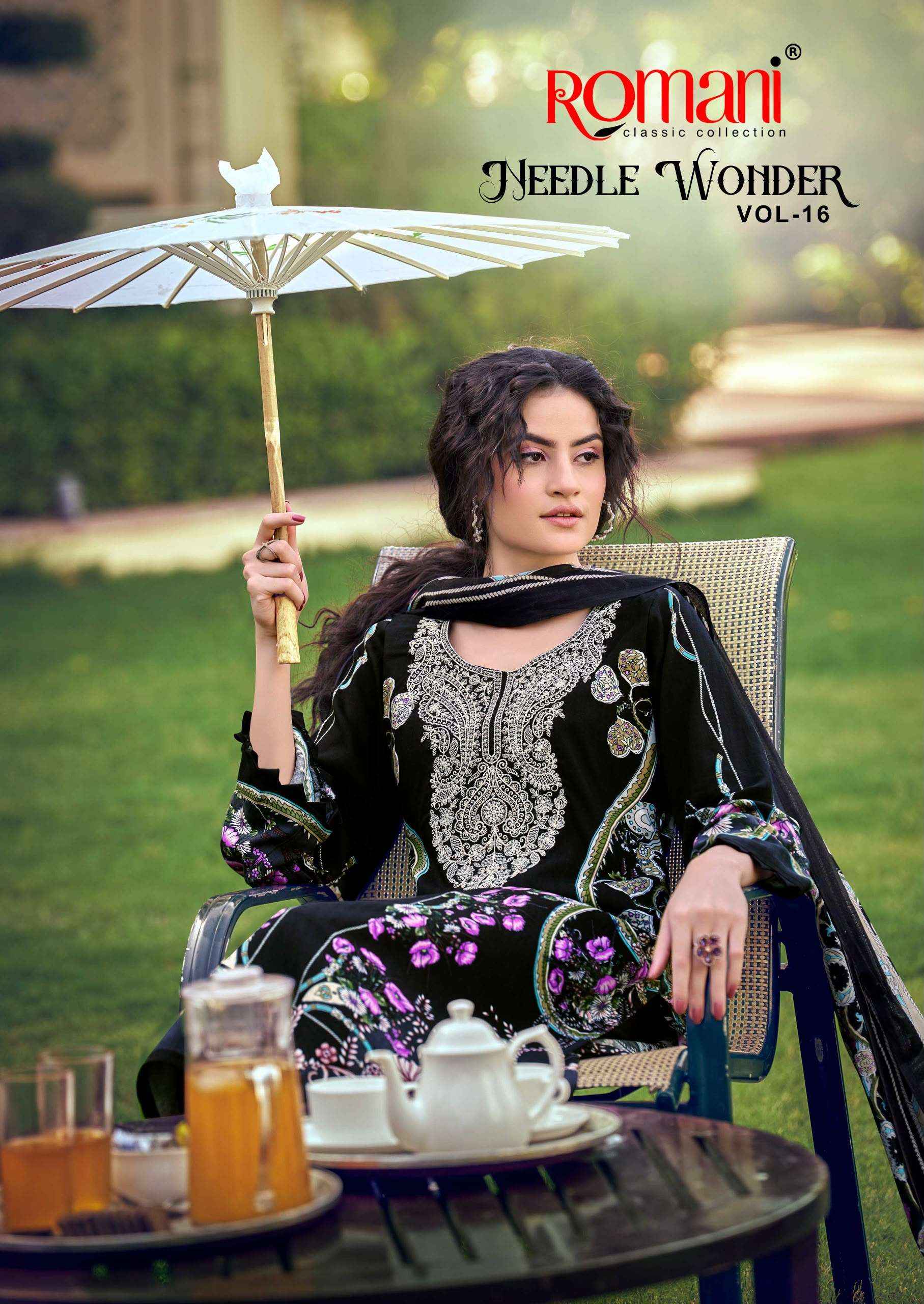 Romani Needle Wonder Vol 16 Cotton Dress Material 8 pcs Catalogue