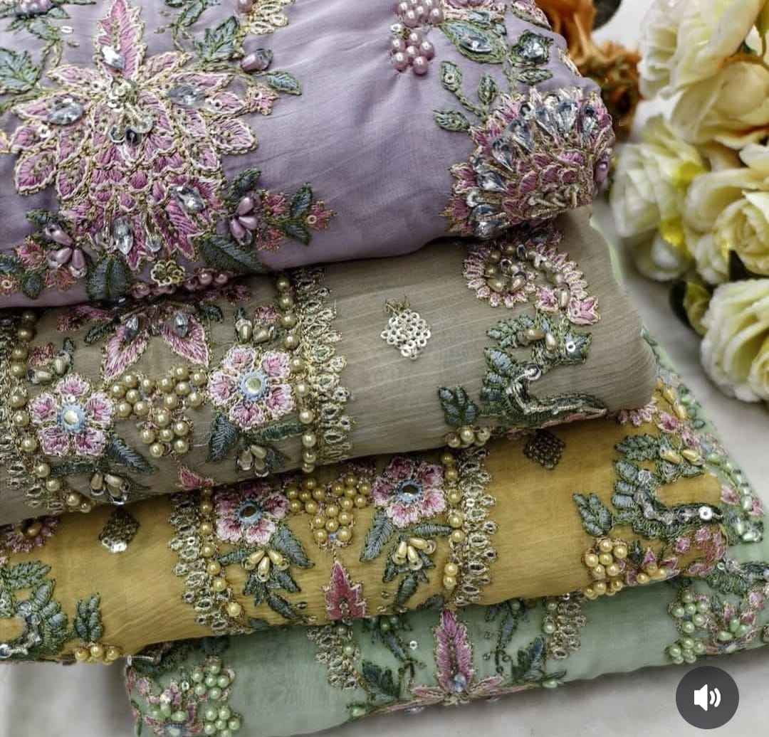 Shree Fabs D No SF 5520 Chiffon Dress Material 4 pcs Catalogue