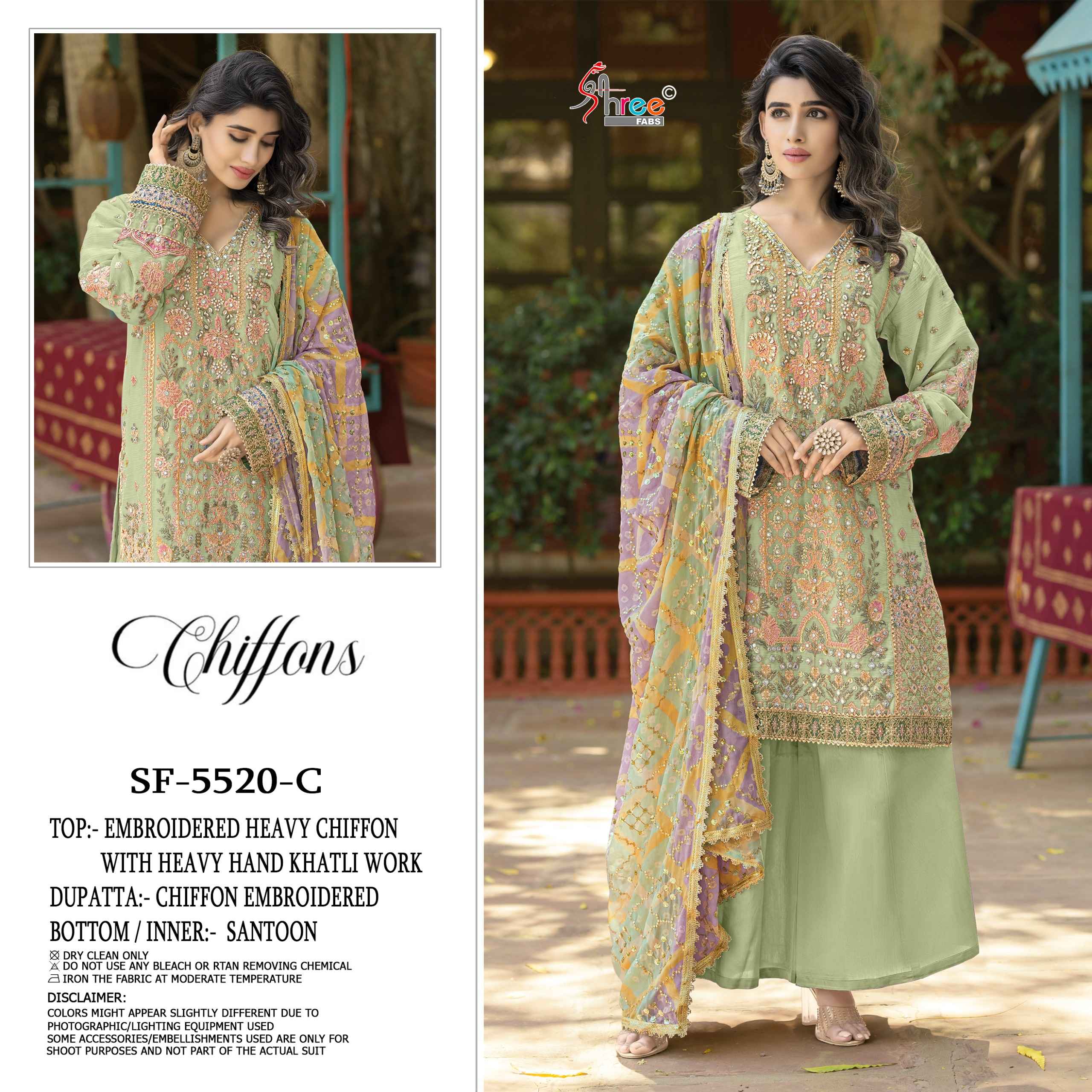Shree Fabs D No SF 5520 Chiffon Dress Material 4 pcs Catalogue