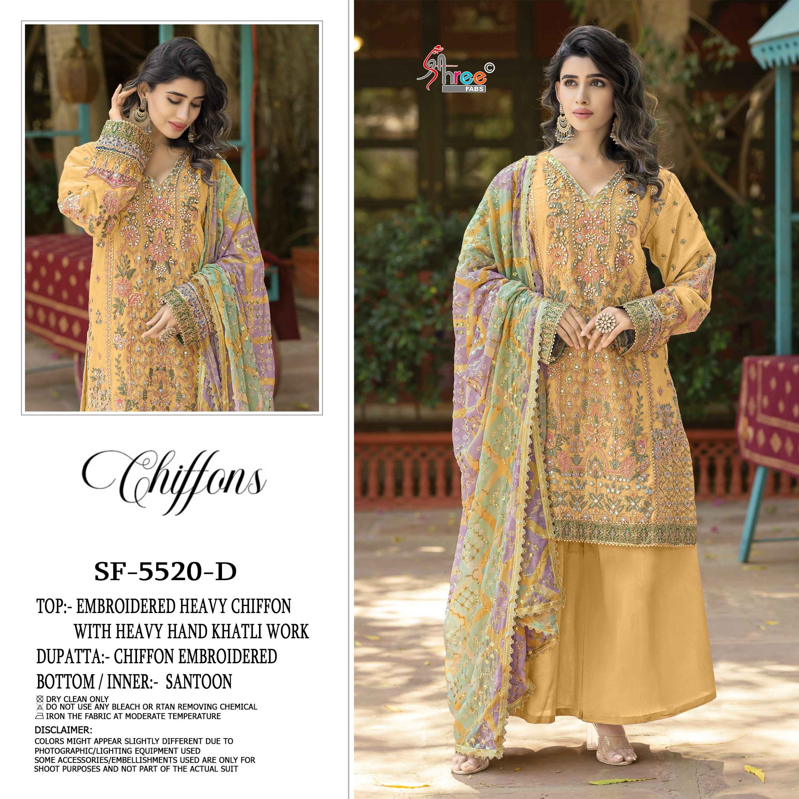 Shree Fabs D No SF 5520 Chiffon Dress Material 4 pcs Catalogue