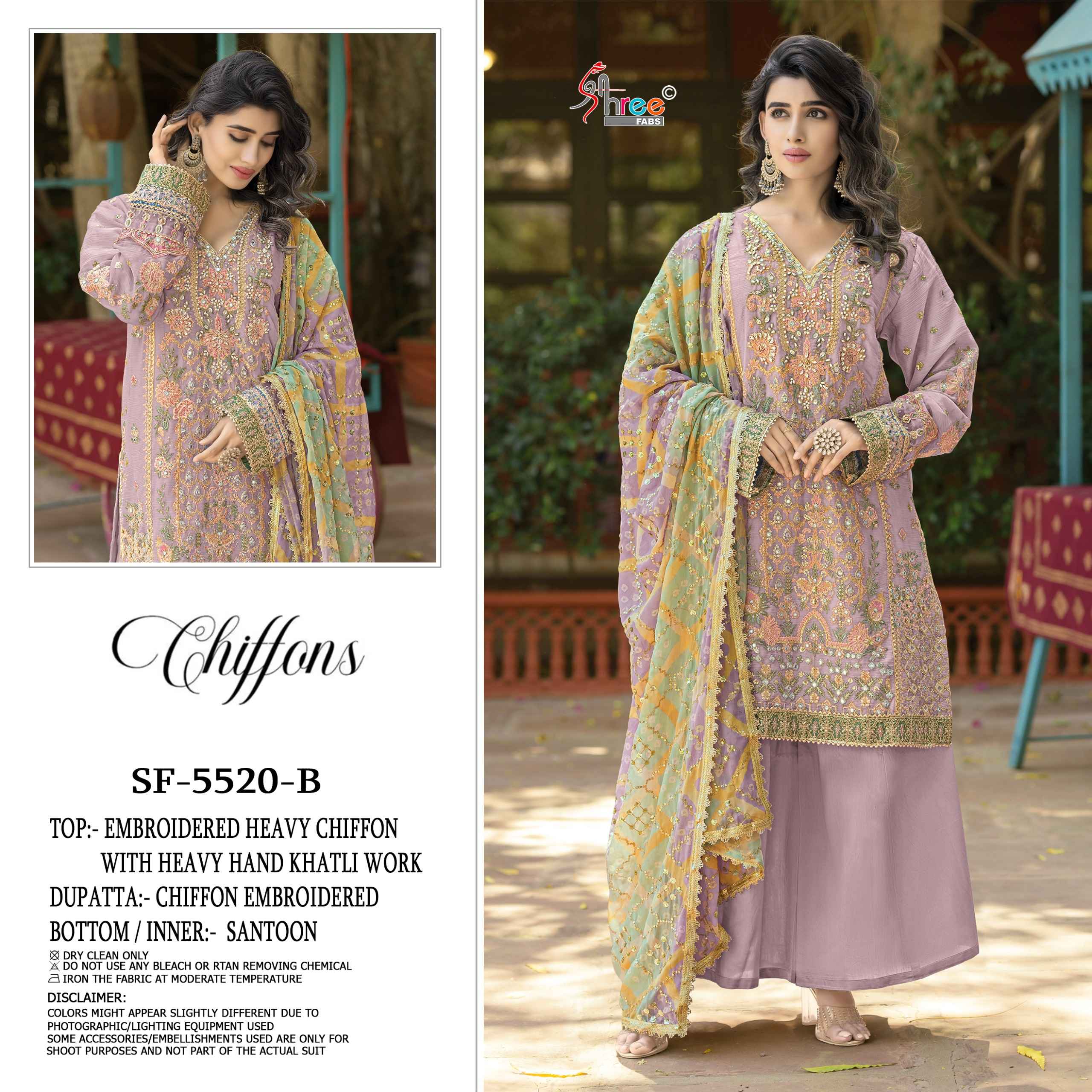 Shree Fabs D No SF 5520 Chiffon Dress Material 4 pcs Catalogue