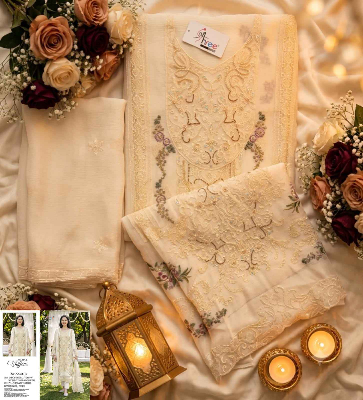 Shree Fabs D No SF 5623 Chiffon Dress Material 4 pcs Catalogue