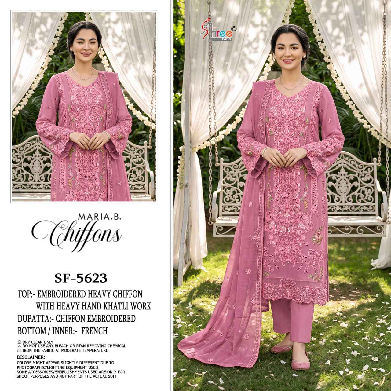Shree Fabs D No SF 5623 Chiffon Dress Material 4 pcs Catalogue