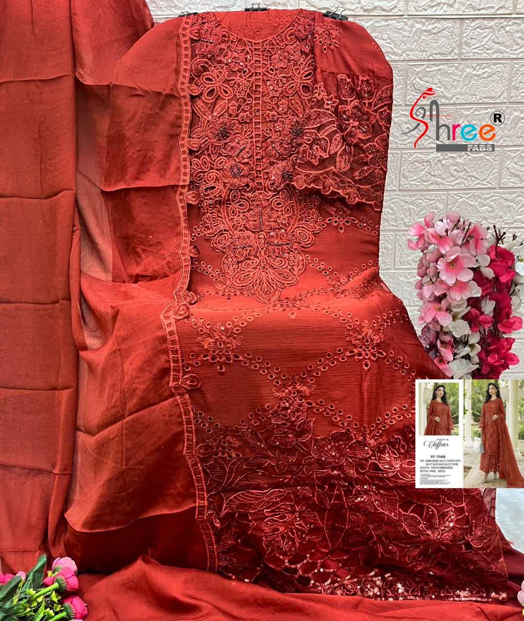 Shree Fabs SF 5568 Chiffon Dress Material 4 pcs Catalogue