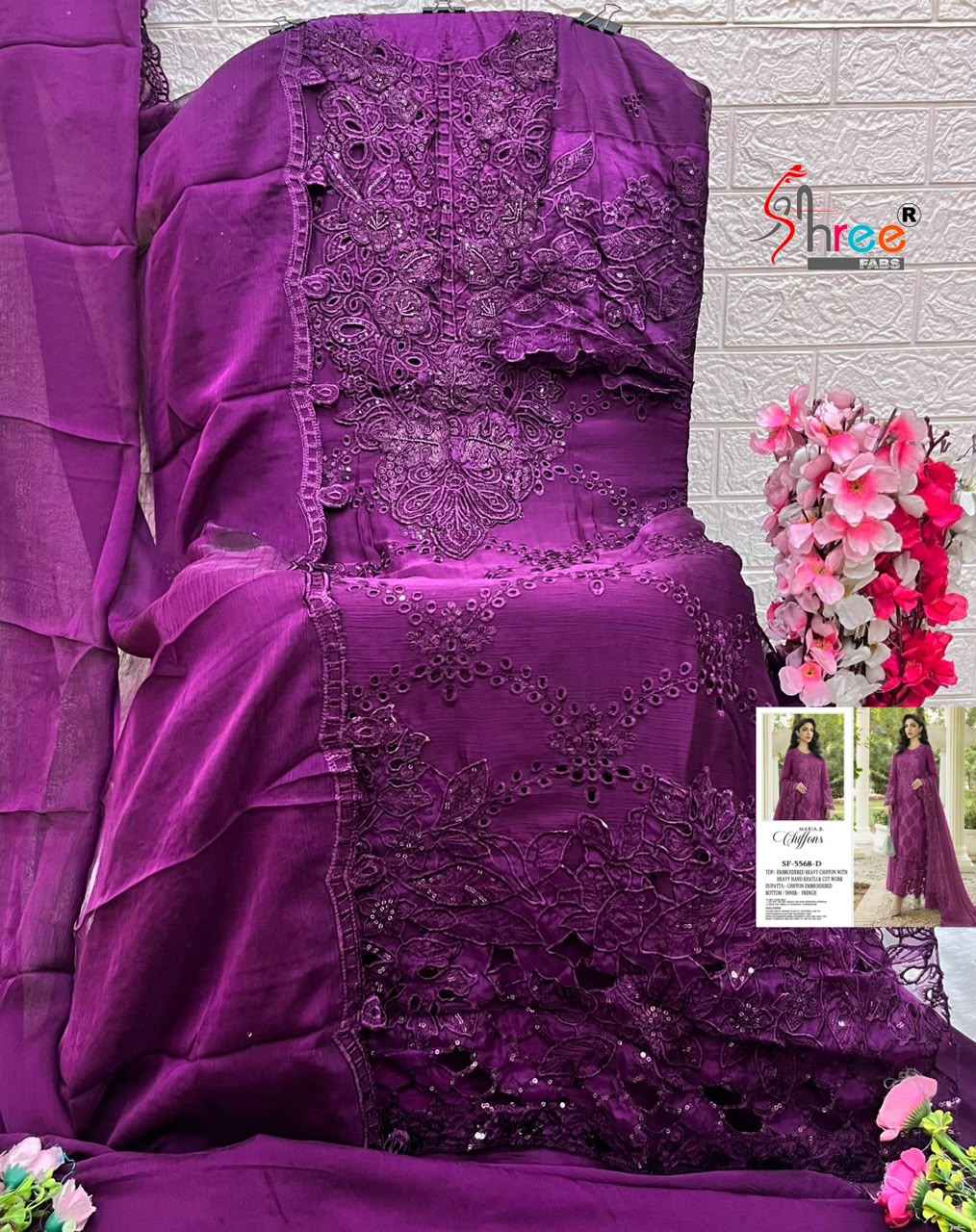 Shree Fabs SF 5568 Chiffon Dress Material 4 pcs Catalogue