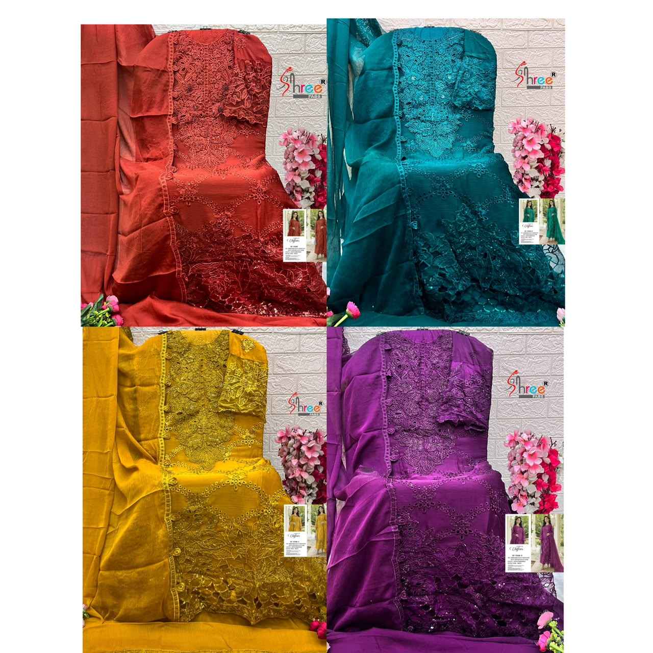 Shree Fabs SF 5568 Chiffon Dress Material 4 pcs Catalogue