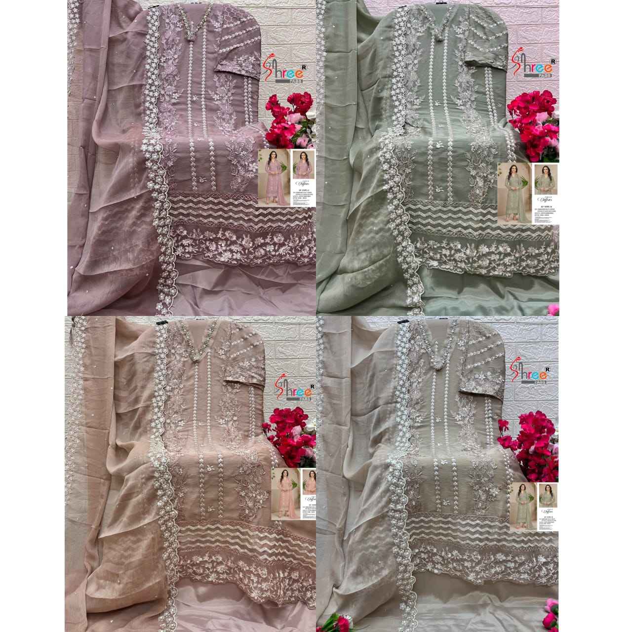 Shree Fabs SF 5595 Chiffon Dress Material 4 pcs Catalogue