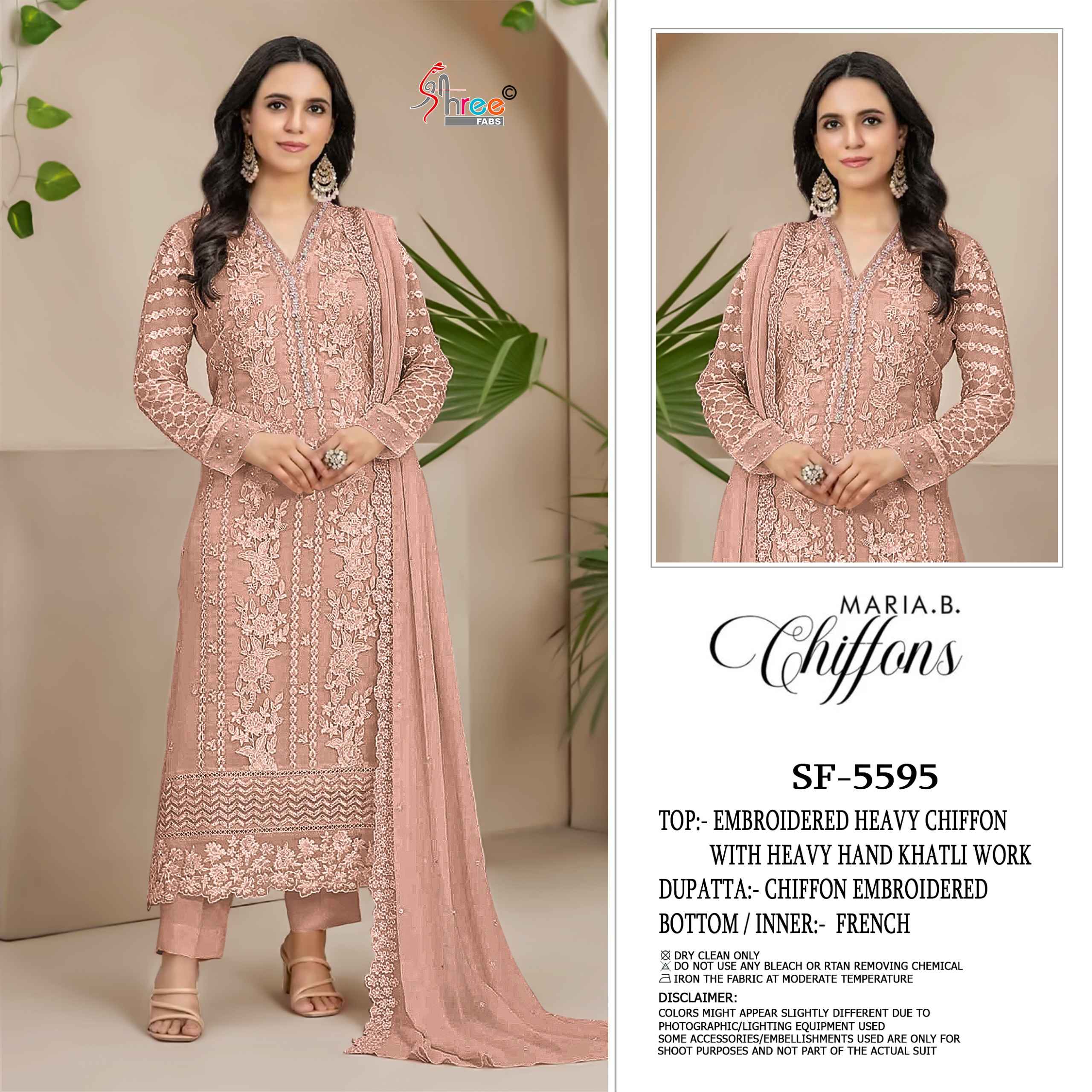 Shree Fabs SF 5595 Chiffon Dress Material 4 pcs Catalogue