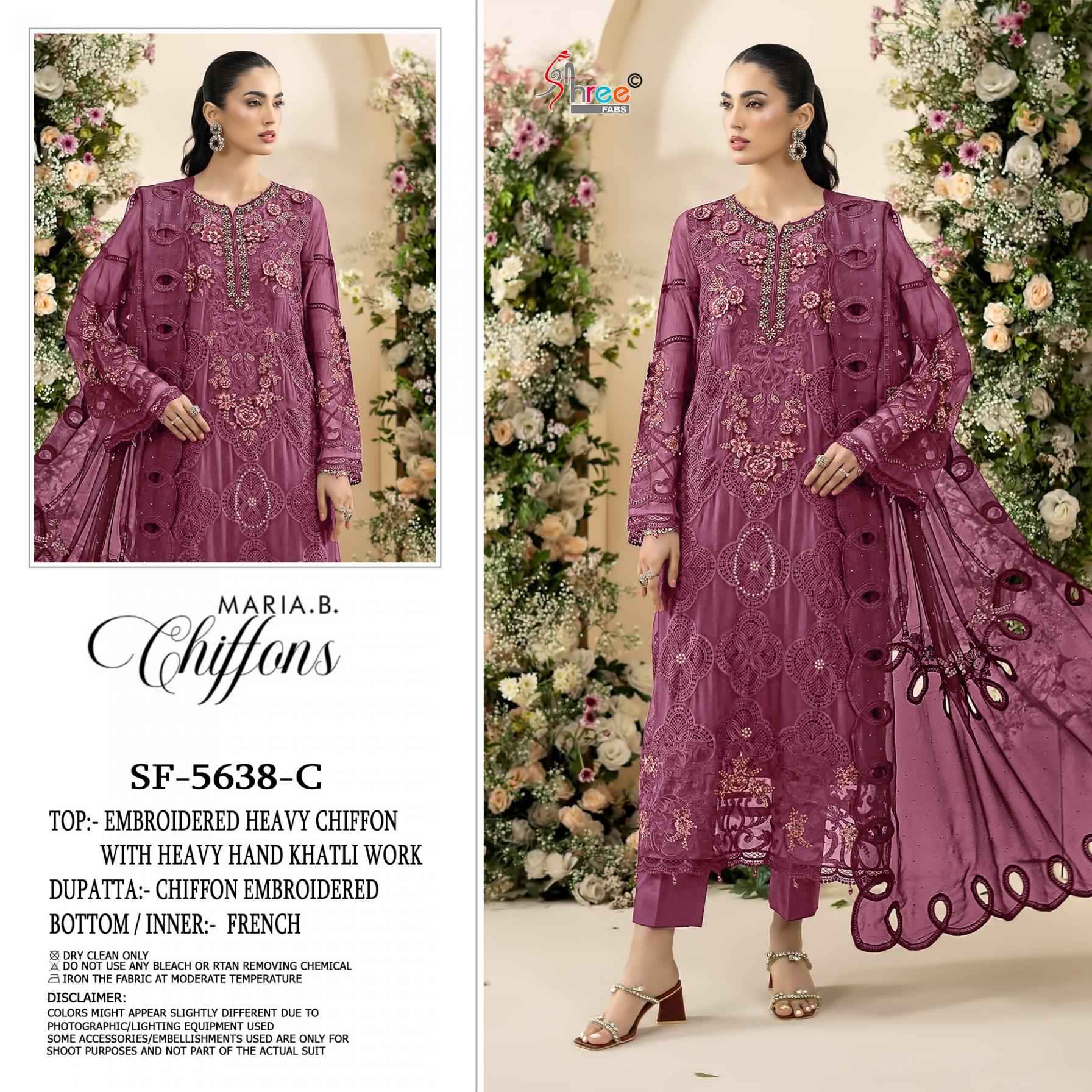 Shree Fabs SF 5638 Chiffon Dress Material 4 pcs Catalogue