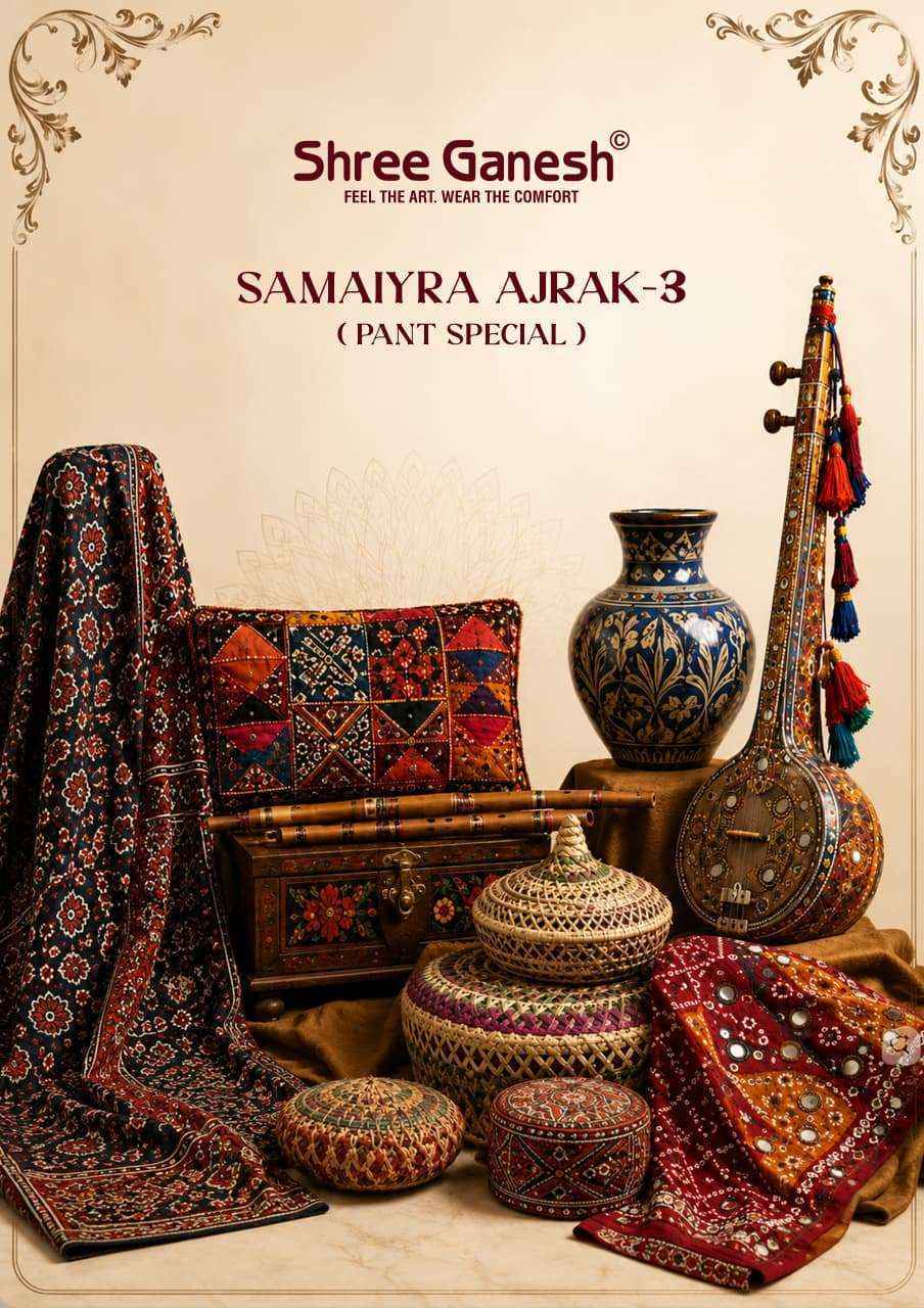 Shree Ganesh Samaiyra Ajrak Vol 3 Cotton Dress Material 12 pcs catalog