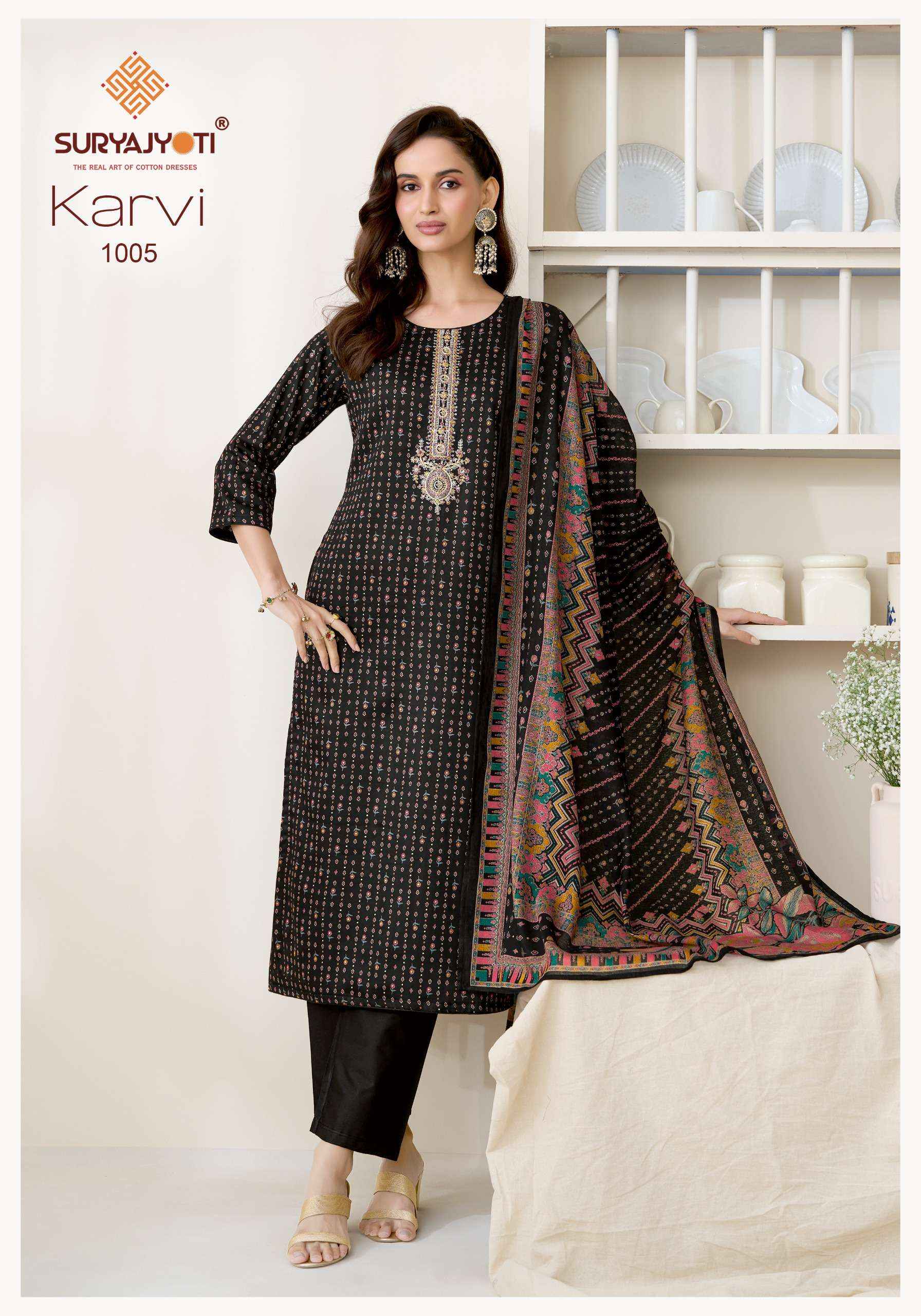 Suryajyoti Karvi Vol 1 Jam Satin Dress Material 6 pcs Catalogue