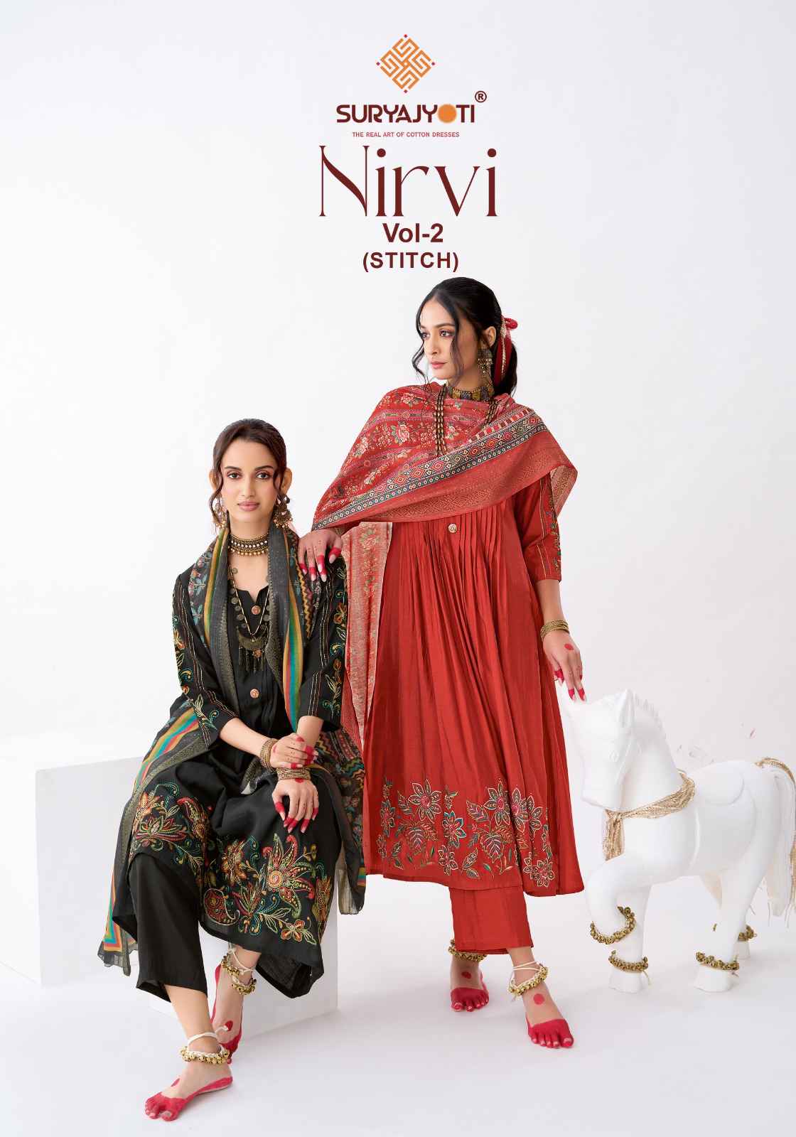 Suryajyoti Nirvi Vol 2 Readymade Roman Modal Silk Dress 8 pcs Catalogue