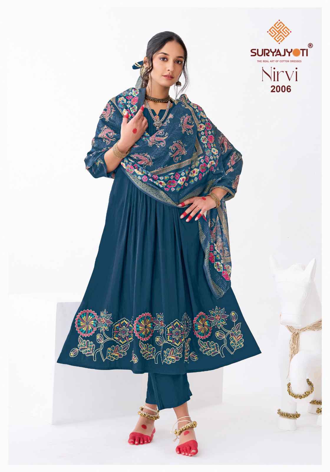 Suryajyoti Nirvi Vol 2 Readymade Roman Modal Silk Dress 8 pcs Catalogue