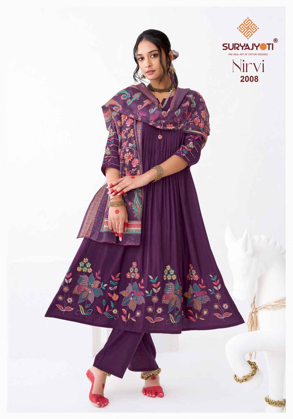 Suryajyoti Nirvi Vol 2 Readymade Roman Modal Silk Dress 8 pcs Catalogue