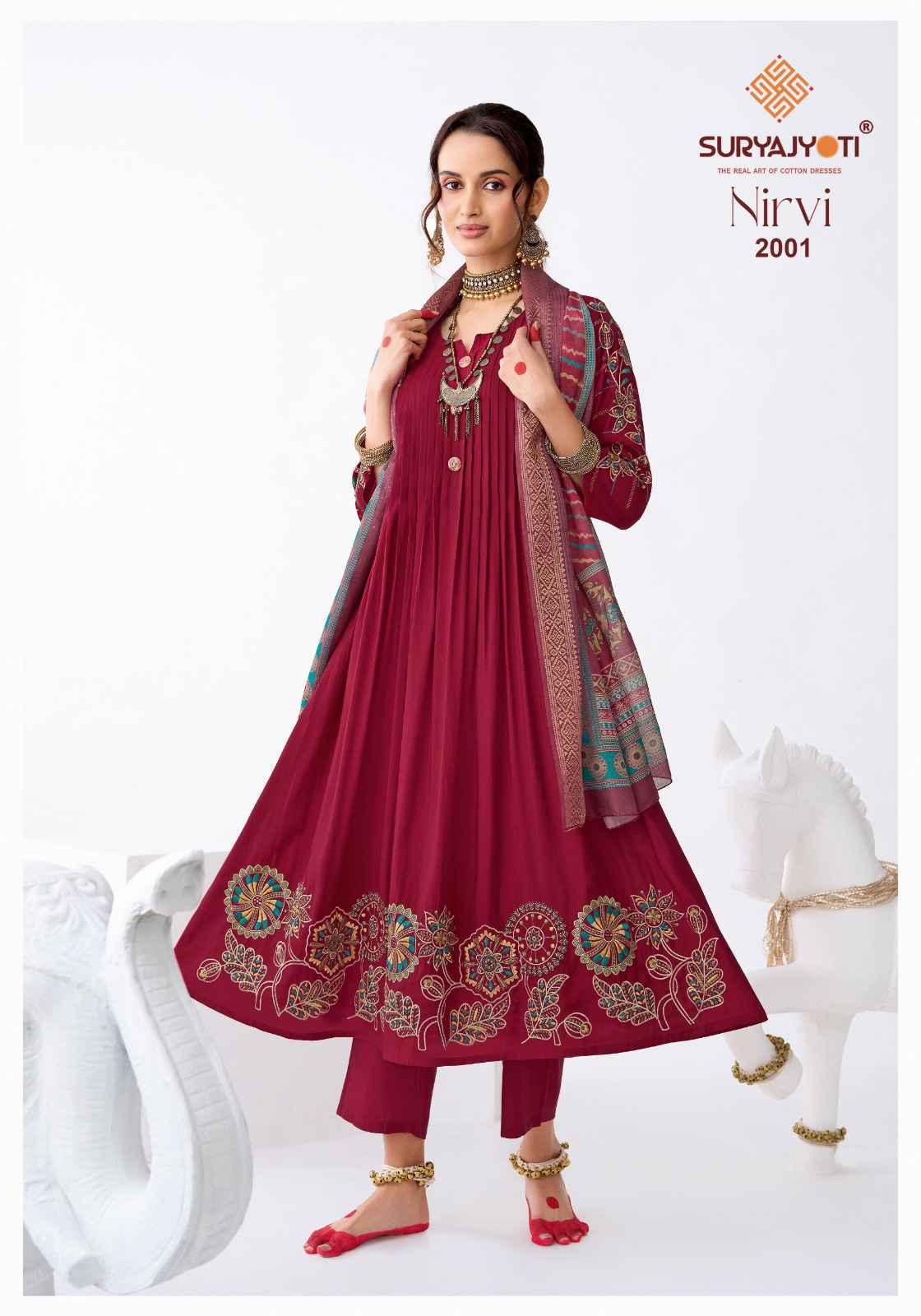 Suryajyoti Nirvi Vol 2 Readymade Roman Modal Silk Dress 8 pcs Catalogue