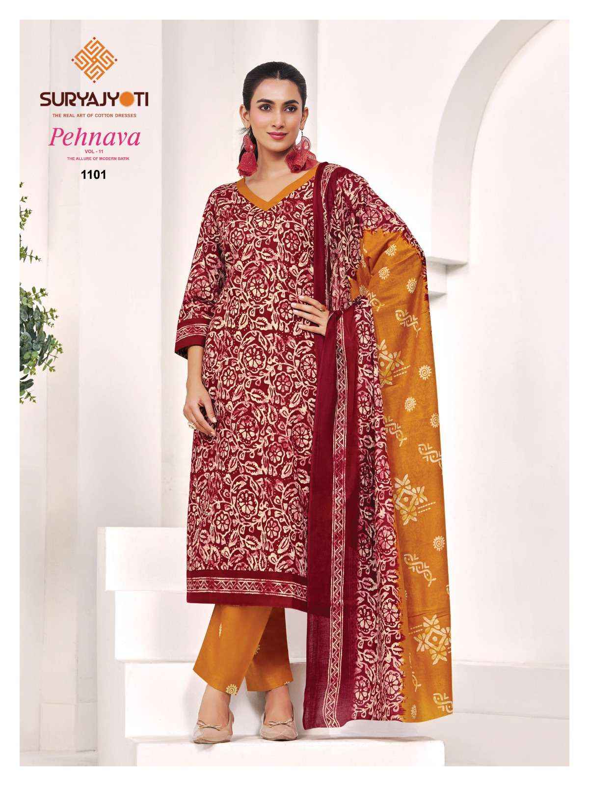 Suryajyoti Pehnava Vol 11 Readymade Cambric Cotton Dress 10 pcs Catalogue