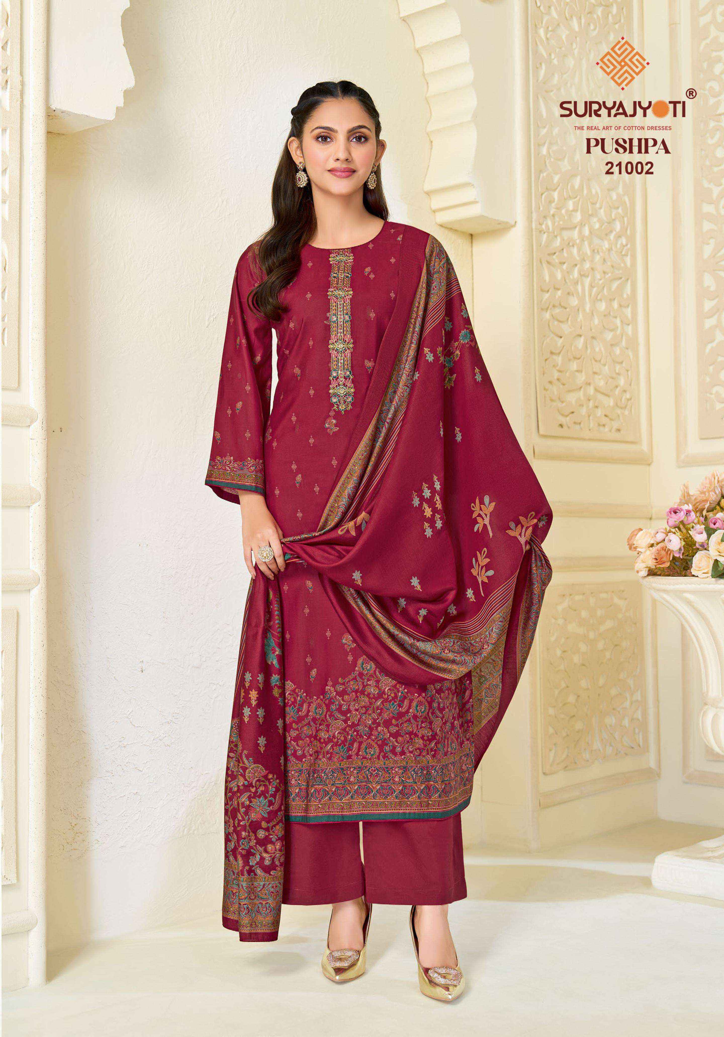 Suryajyoti Pushpa Vol 21 Modal Silk Dress Material 8 pcs Catalogue