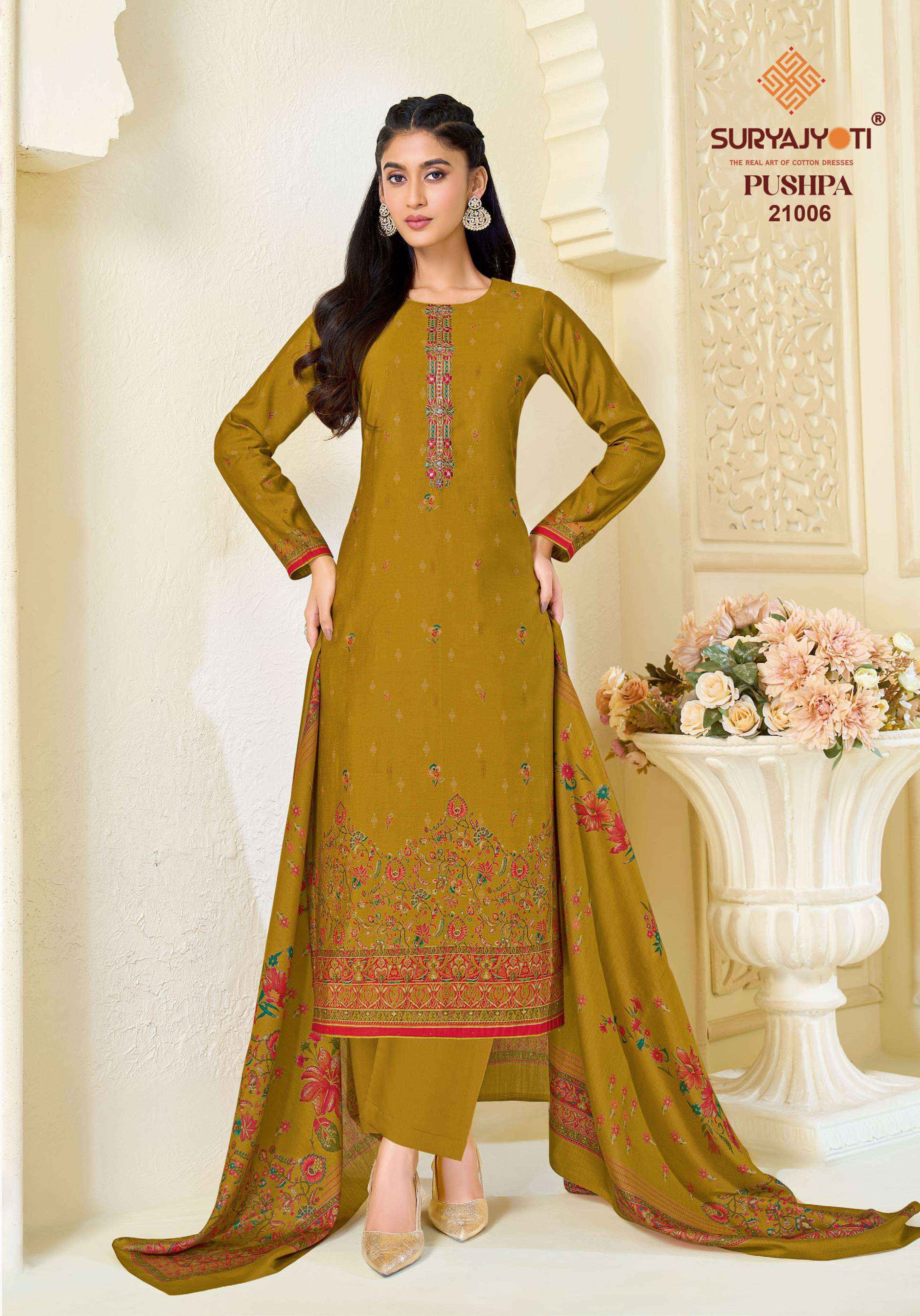 Suryajyoti Pushpa Vol 21 Modal Silk Dress Material 8 pcs Catalogue