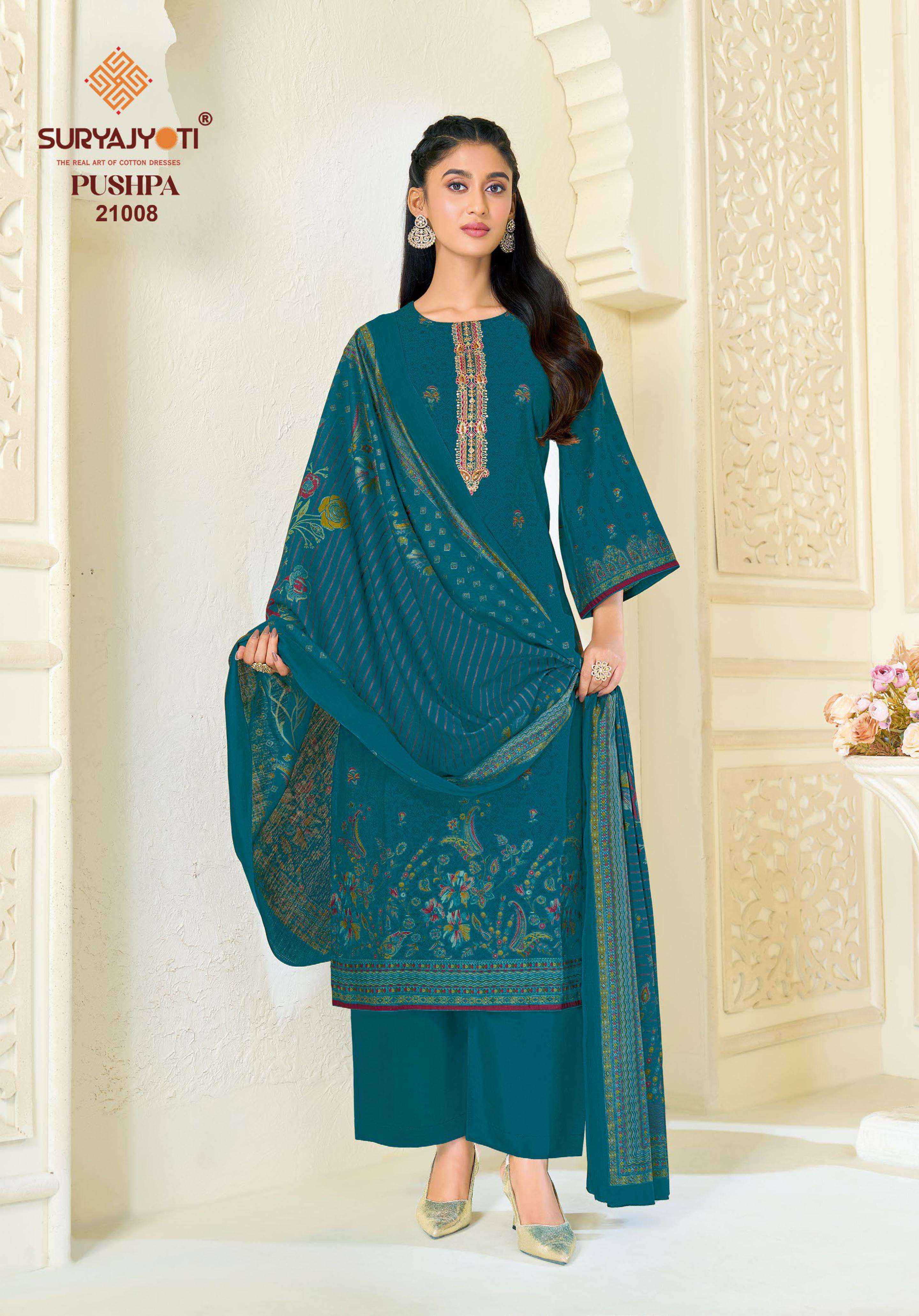 Suryajyoti Pushpa Vol 21 Modal Silk Dress Material 8 pcs Catalogue
