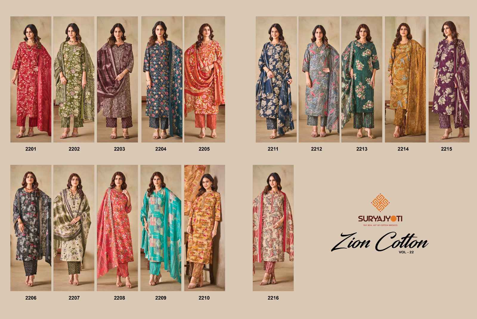Suryajyoti Zion Cotton Vol 22 Readymade Cotton Dress 16 pcs Catalogue