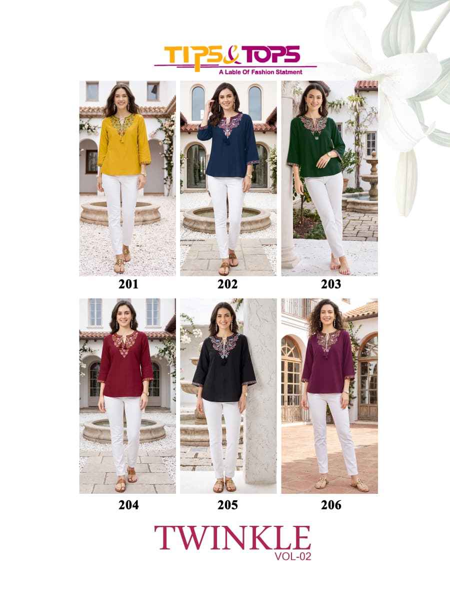 Tips & Tops Twinkle Vol 2 Rayon Top 6 Pcs Catalogue