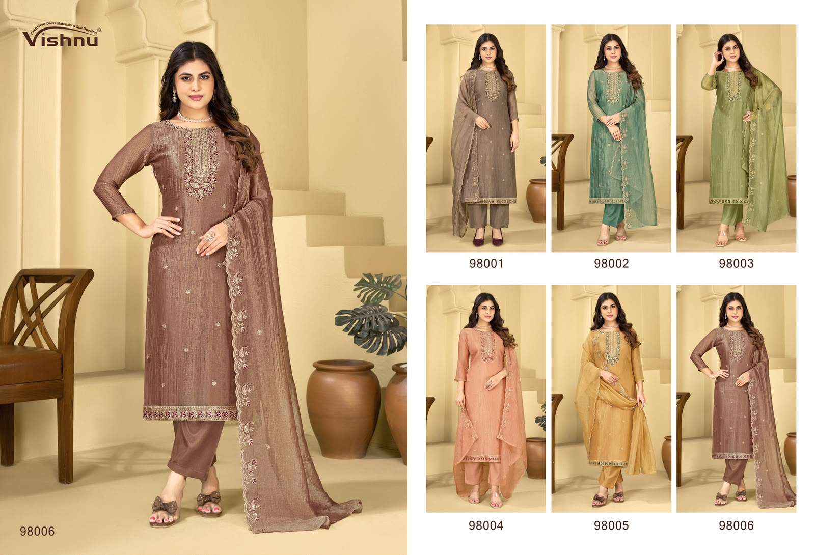 Vishnu Nimisha Silk Dress Material 6 pcs Catalogue