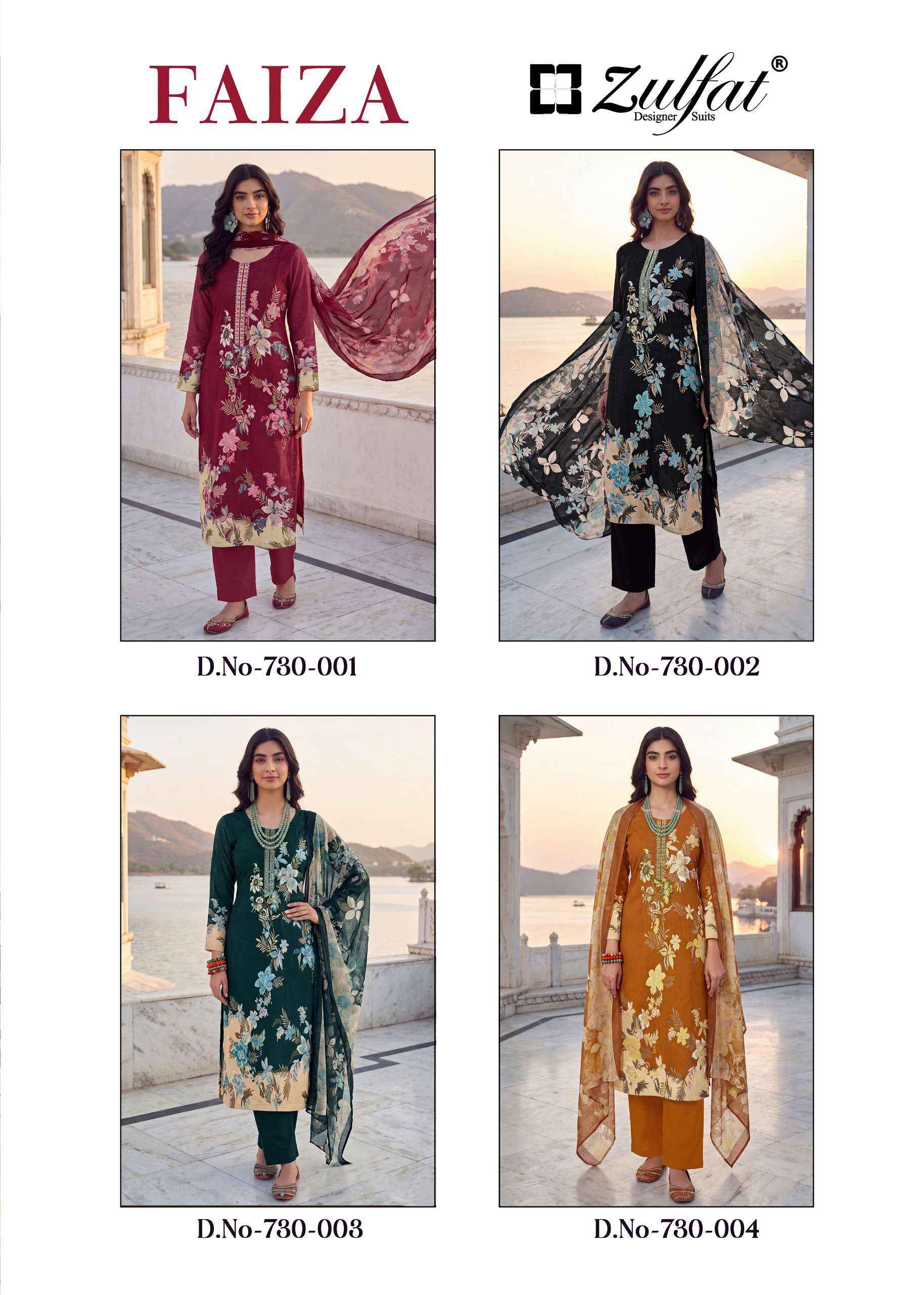 Zulfat Faiza Jam Cotton Dress Material 4 pcs Catalogue