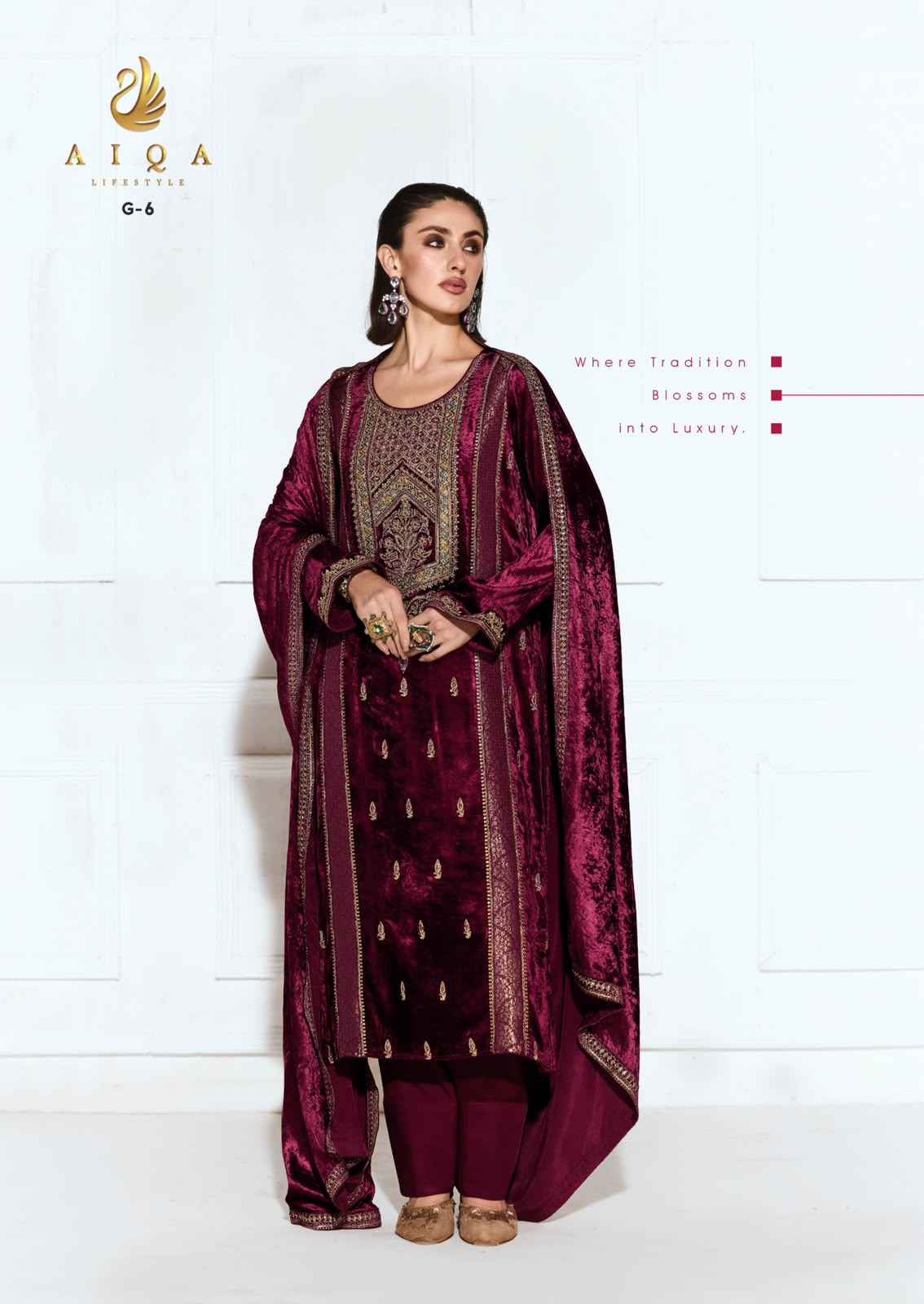 Aiqa Rubab Viscose Velvet Dress Material 6 pcs Catalogue