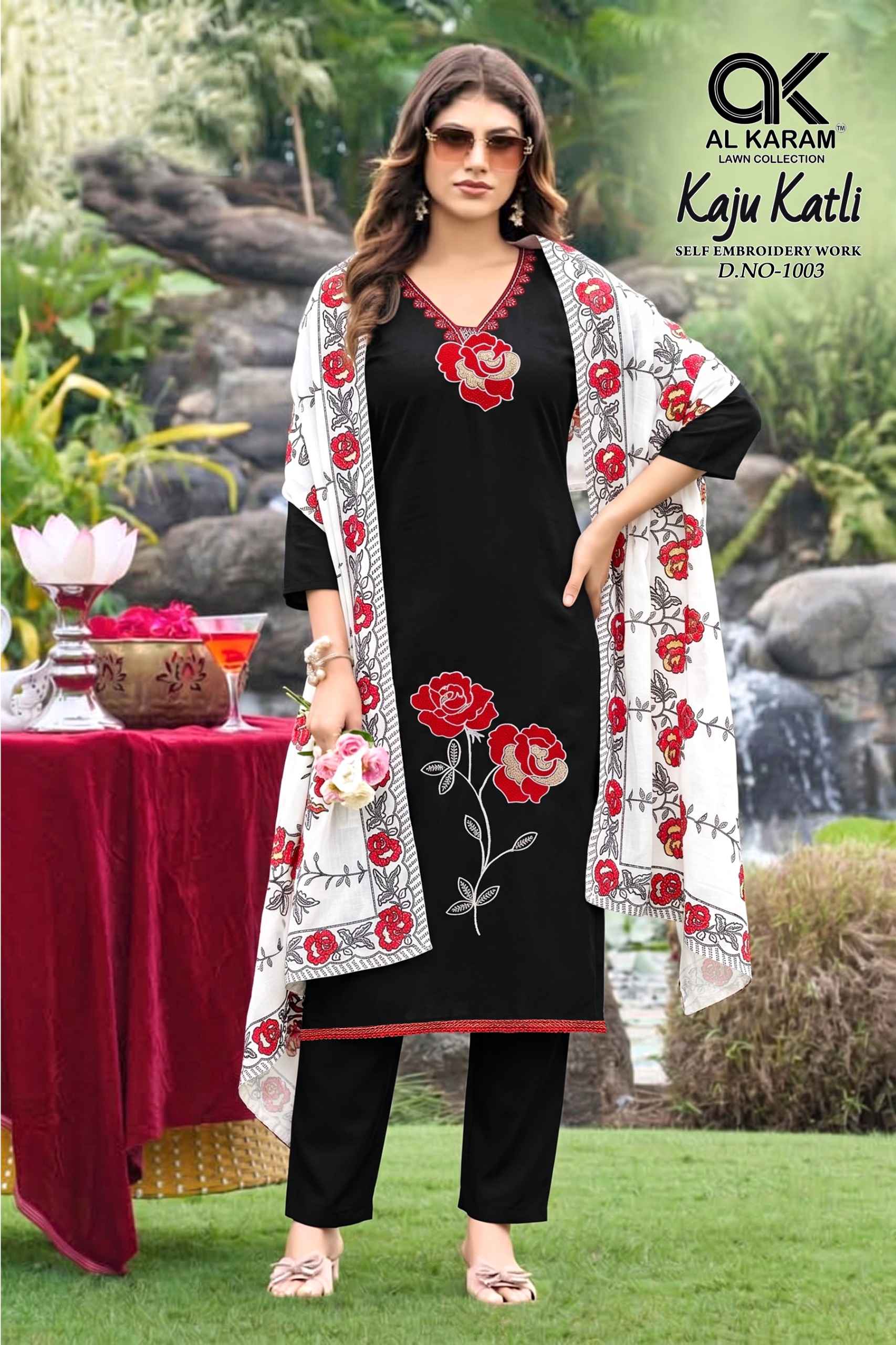 Al Karam Kaju Katli Viscose Rayon Dress Material 4 pcs Catalogue