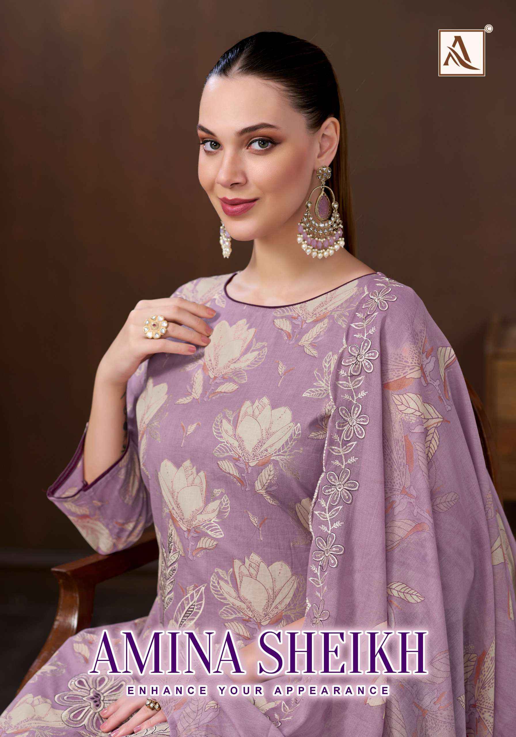 Alok Amina Sheikh Cambric Cotton Dress Material 6 pcs Catalogue