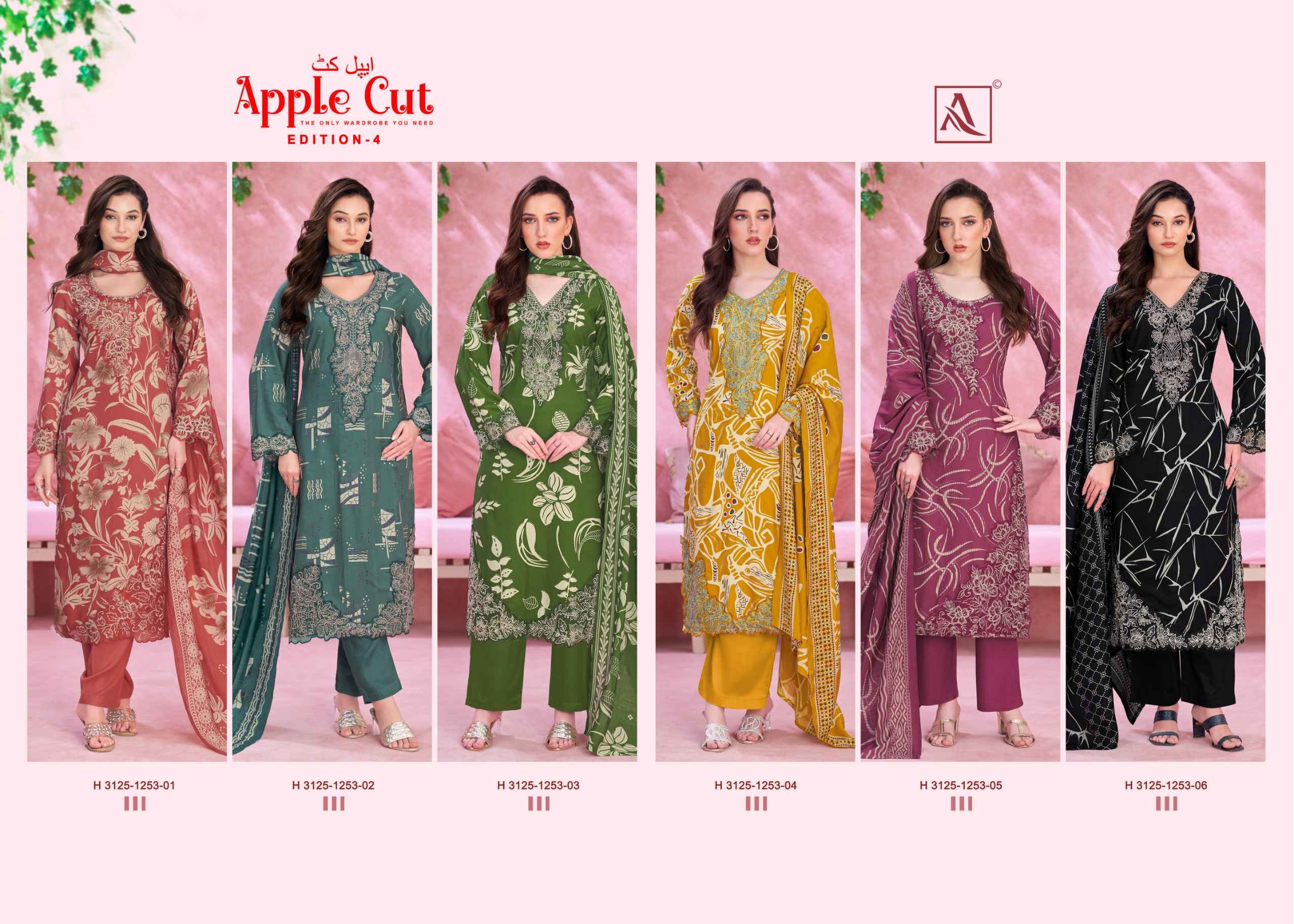 Alok Apple Cut Black Edition 4 Viscose Reyon Dress Material 6 pcs Catalogue