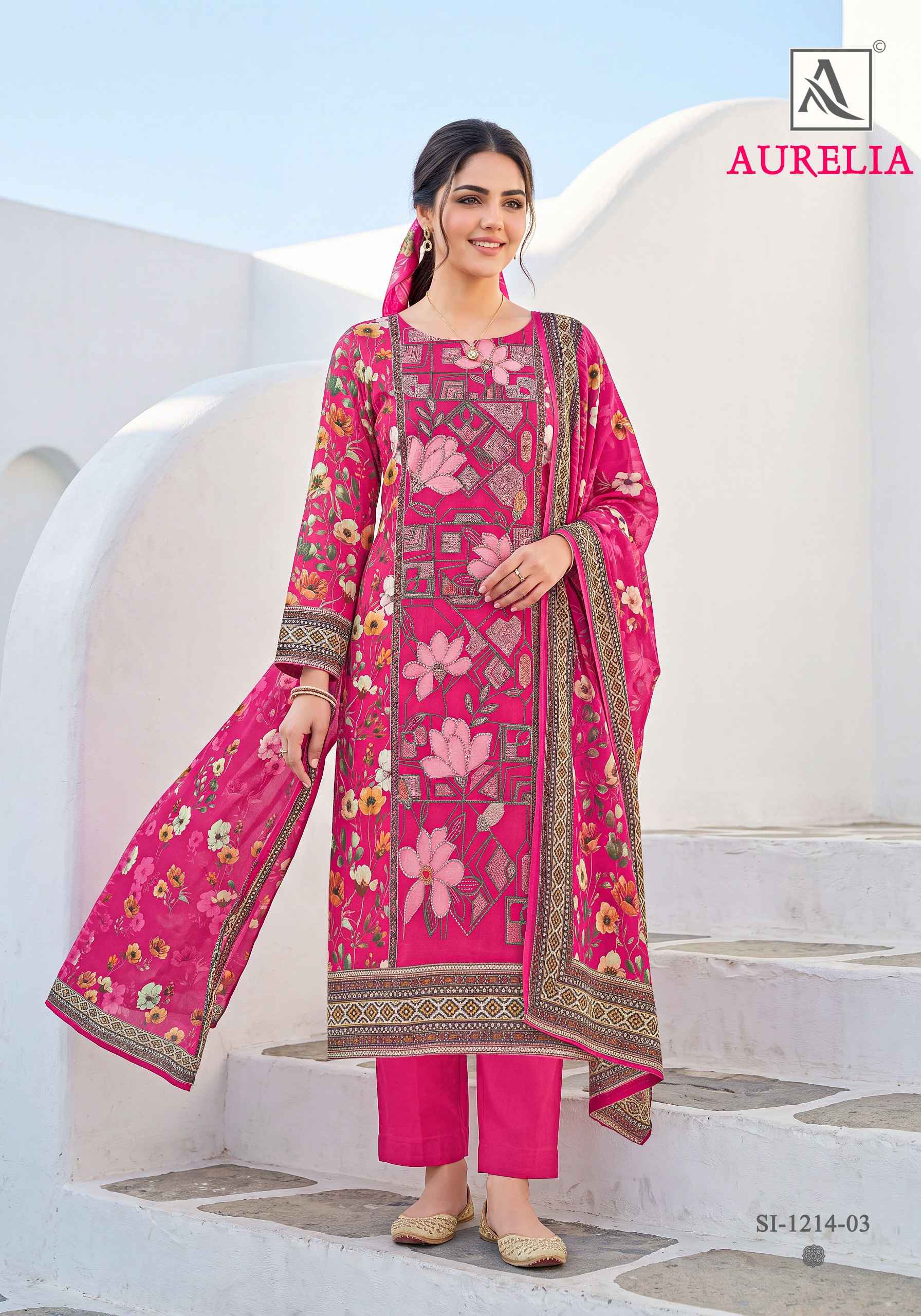 Alok Aurelia Viscose Maslin Dress Material 6 pcs Catalogue