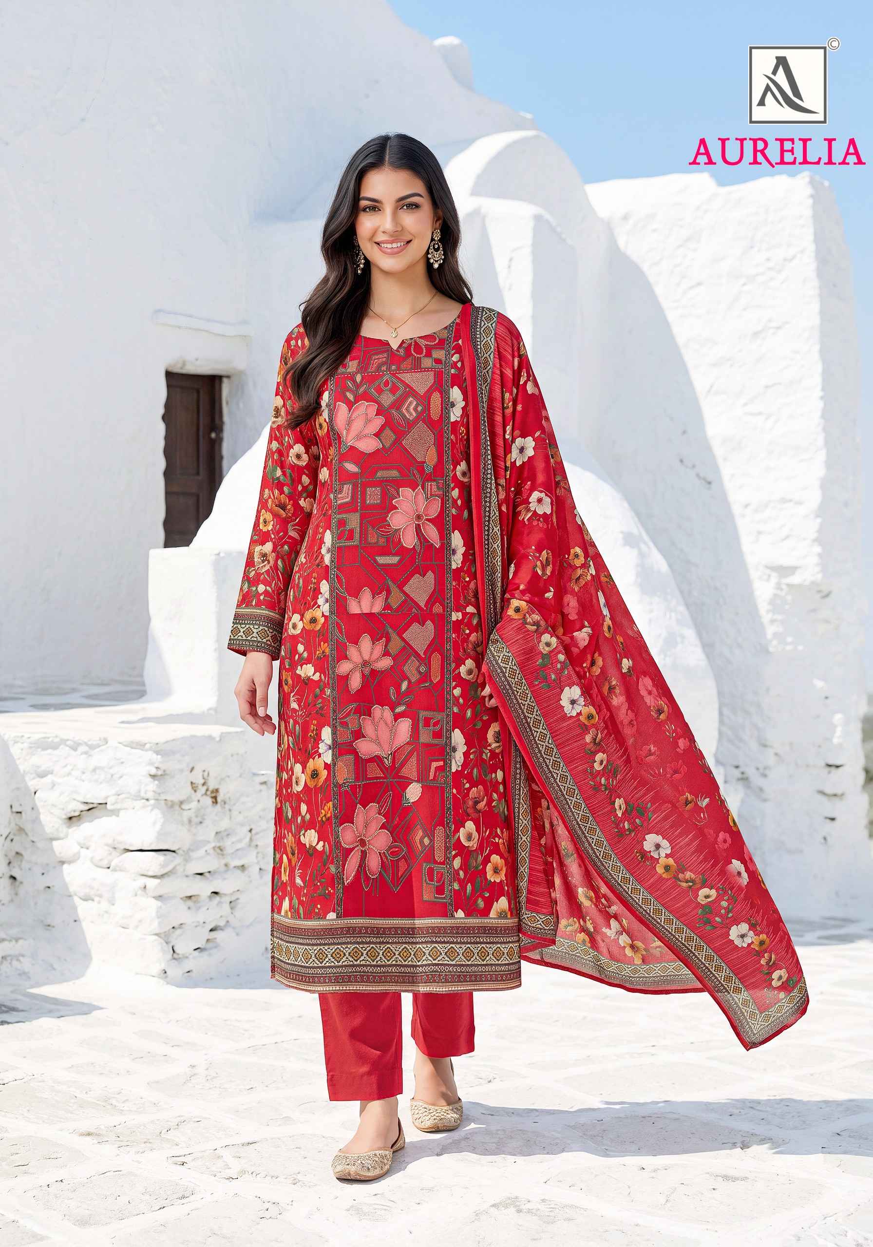 Alok Aurelia Viscose Maslin Dress Material 6 pcs Catalogue