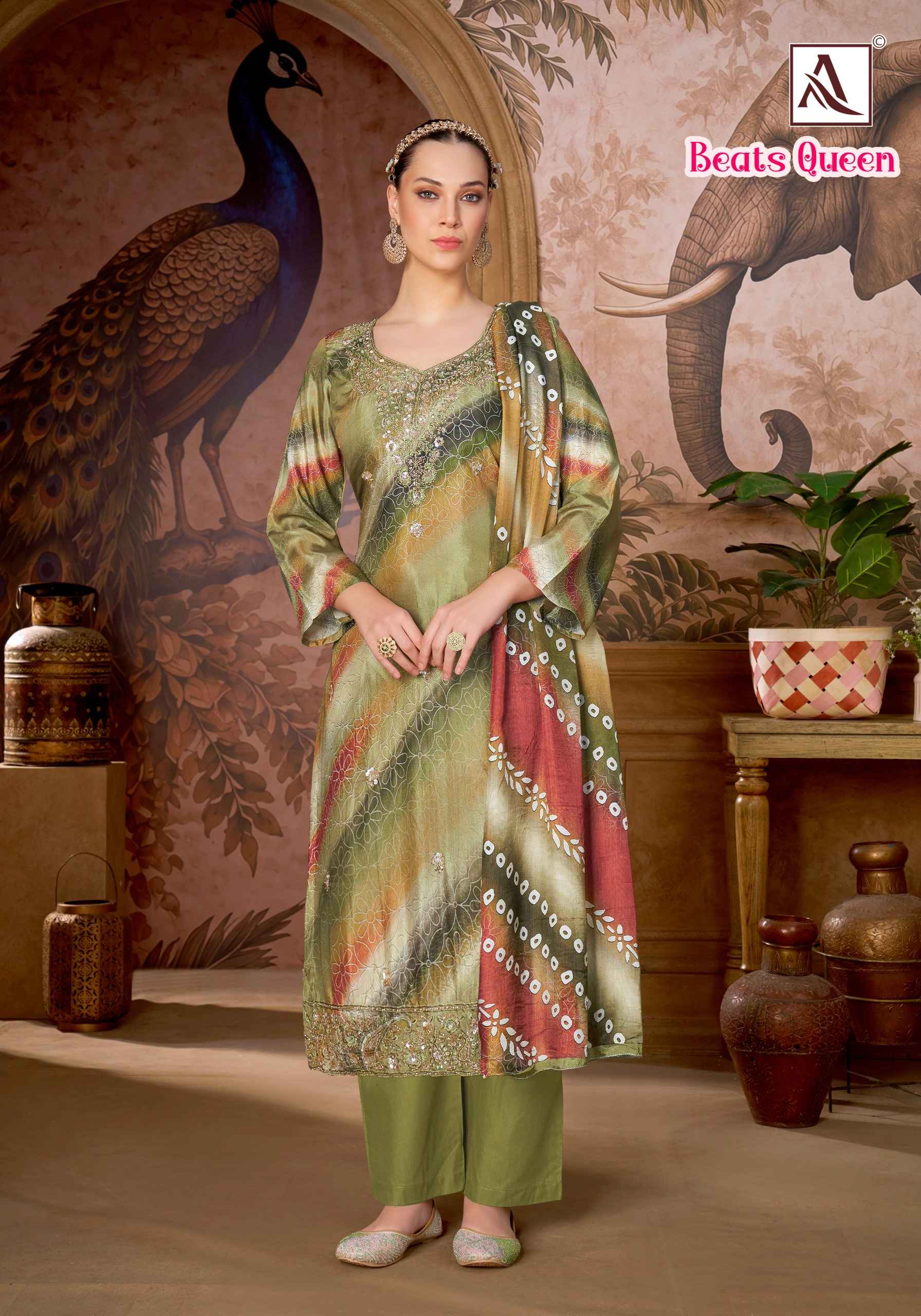 Alok Beats Queen Viscose Maslin Dress Material 6 pcs Catalogue