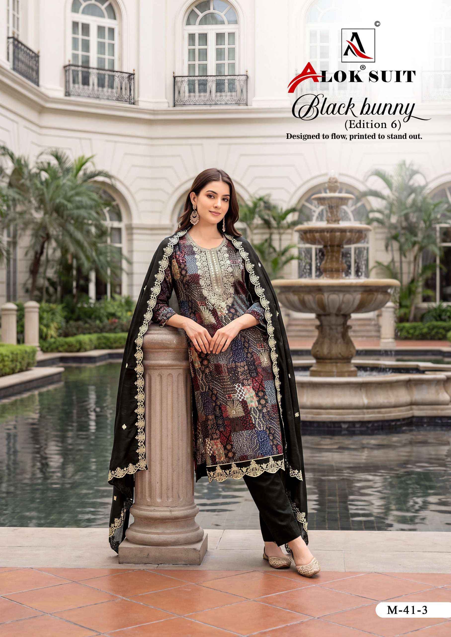 Alok Black Bunny Edition 6 Viscose Rayon Dress Material 8 pcs Catalogue