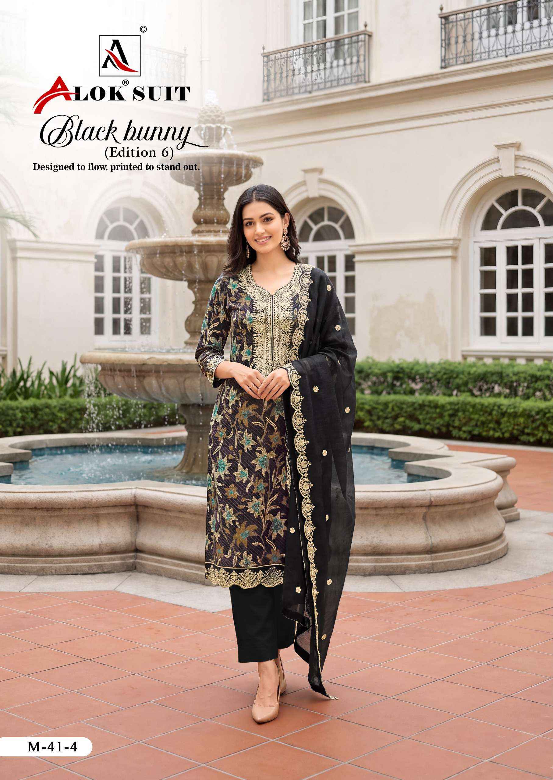 Alok Black Bunny Edition 6 Viscose Rayon Dress Material 8 pcs Catalogue