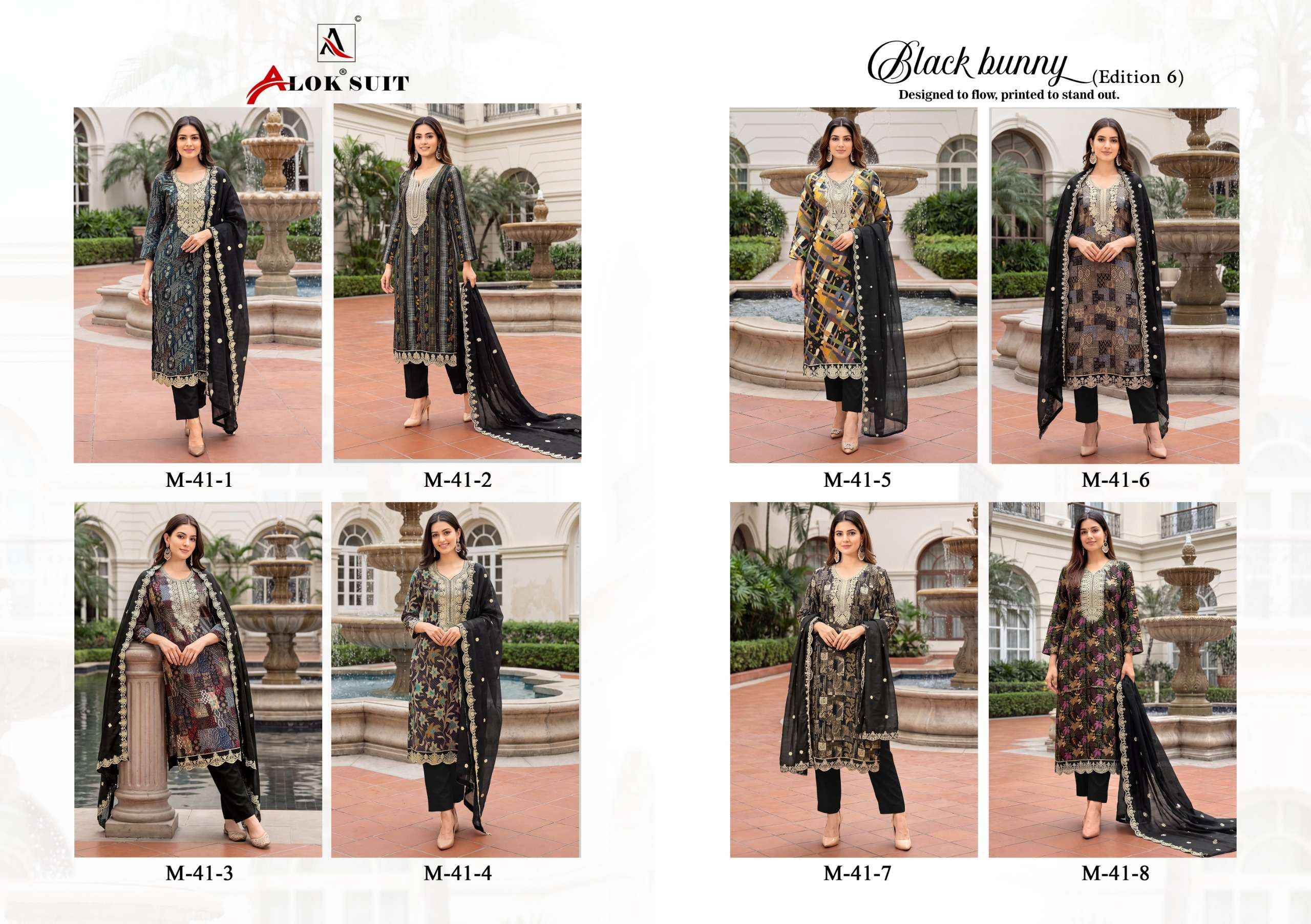 Alok Black Bunny Edition 6 Viscose Rayon Dress Material 8 pcs Catalogue
