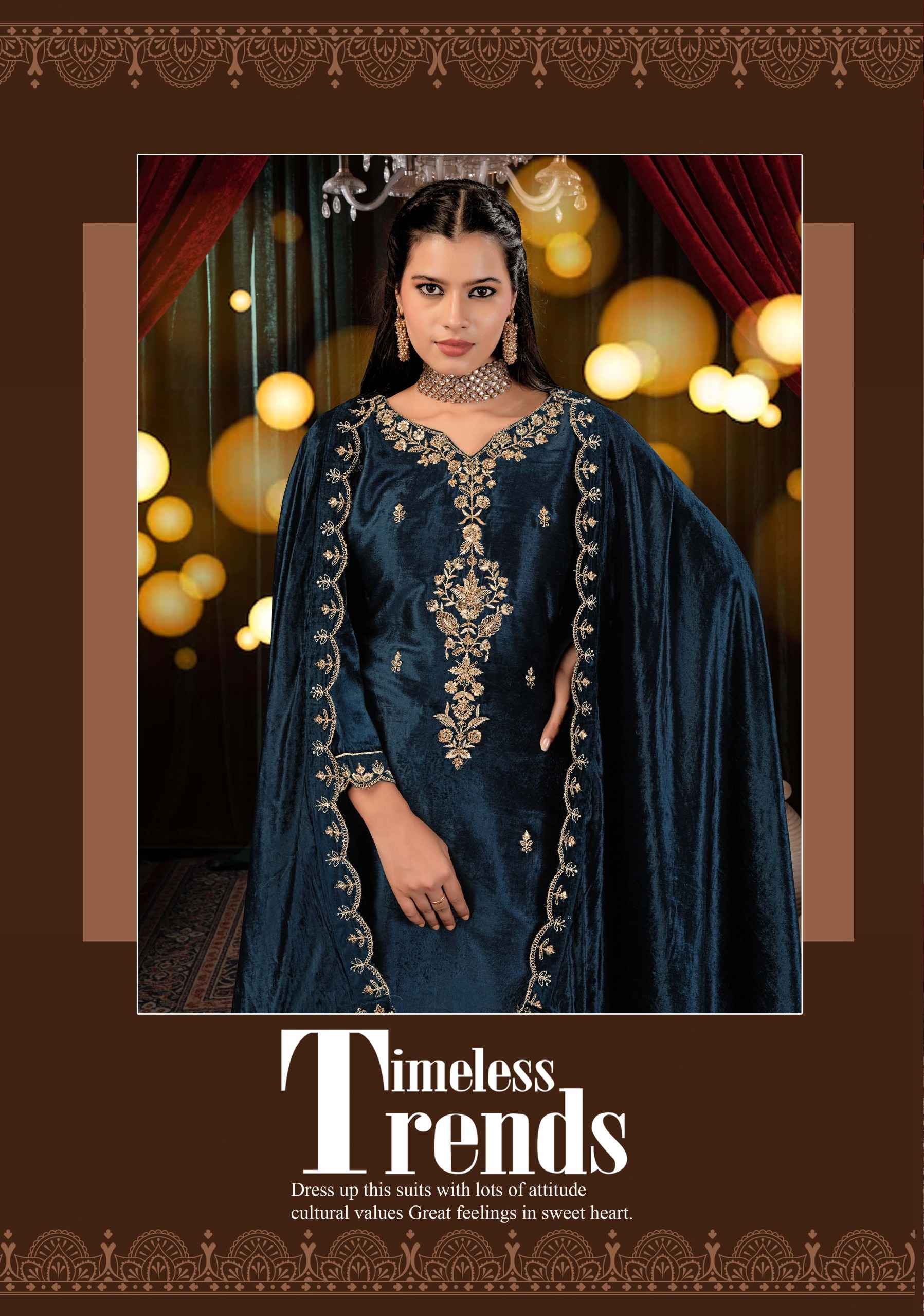 Alok Dazy Viscose Velvet Dress Material 4 pcs Catalogue